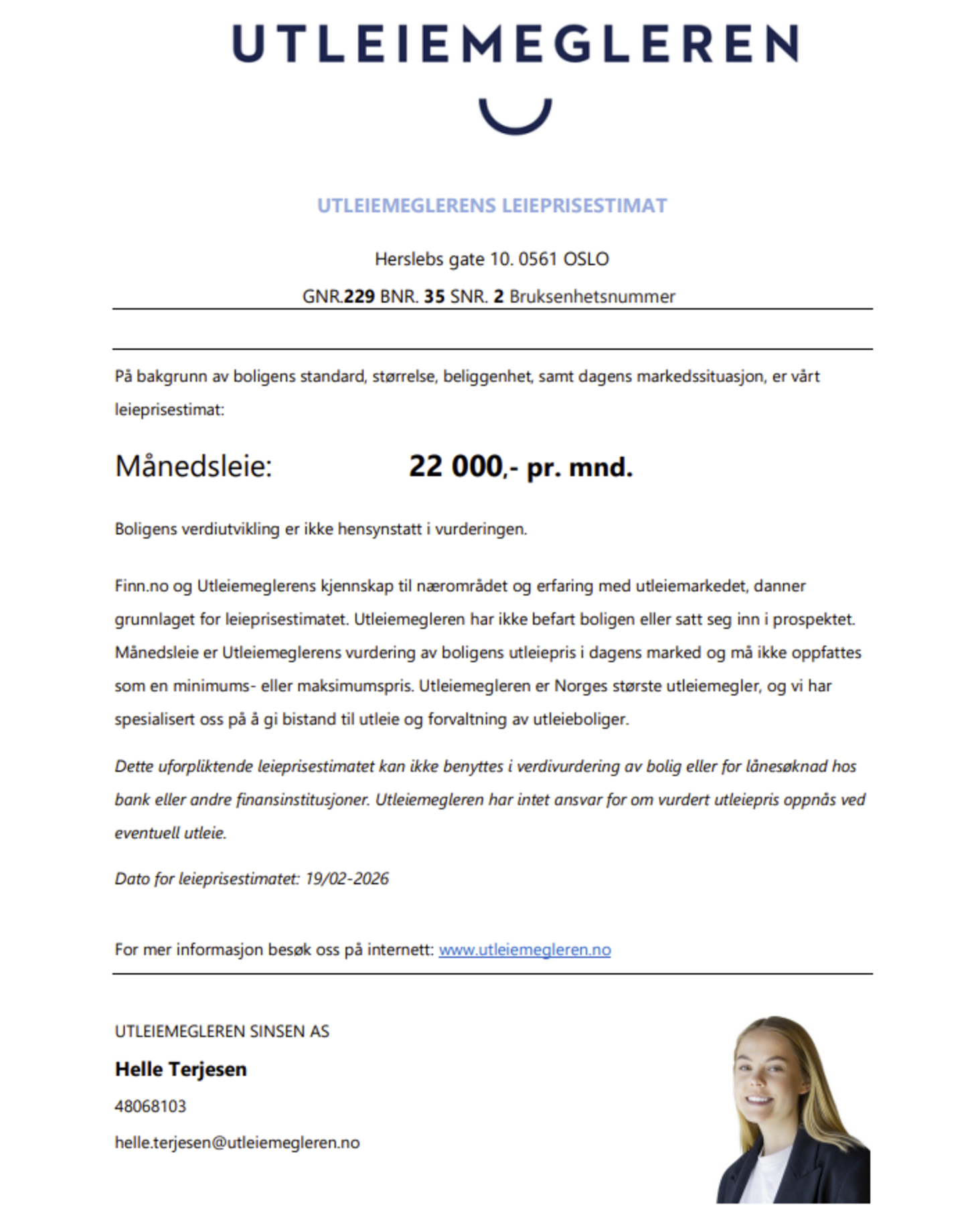 Leieprisvurdering. Galleribilde