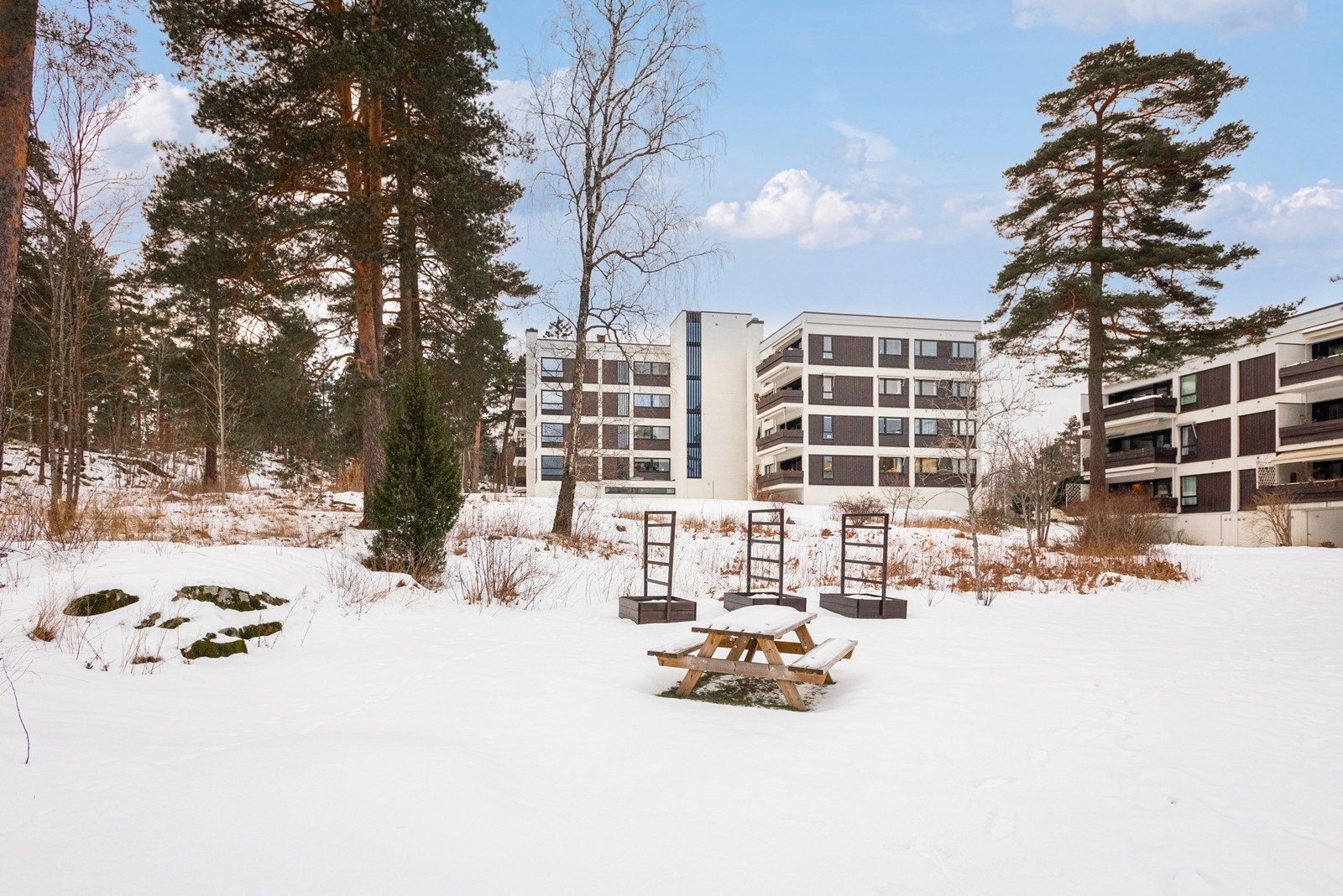 Flotte store grøntarealer mellom bebyggelsen i øverst i Gregers Grams vei Galleribilde