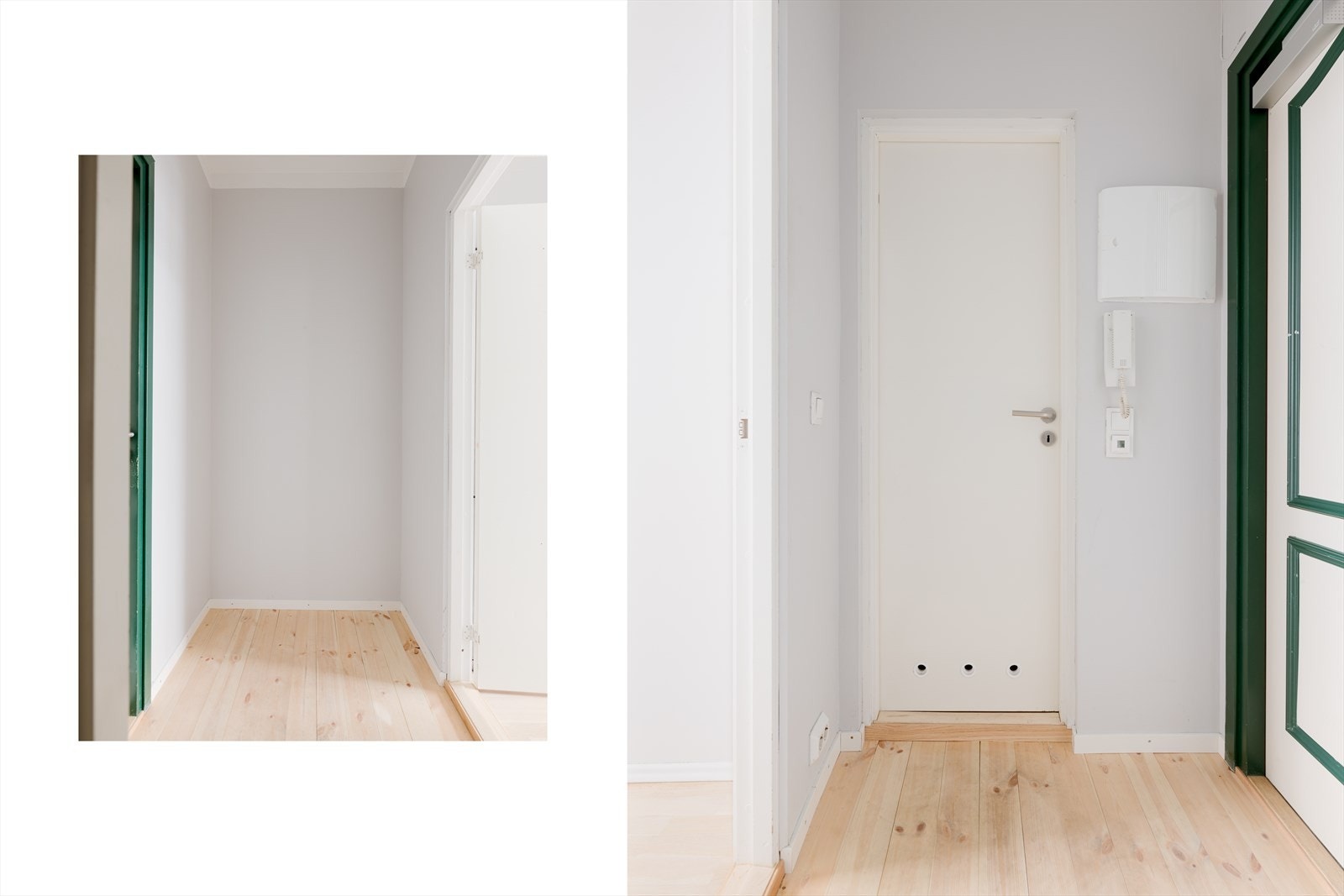 En lys entré ønsker deg velkommen! God plass til garderobeskap som gir en ryddig og funksjonell entré. Galleribilde