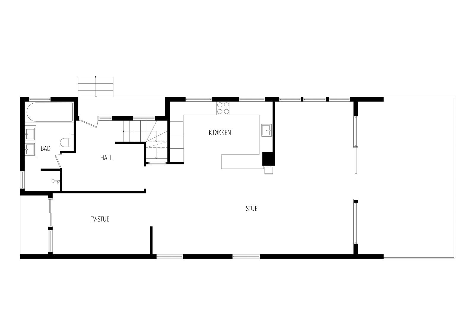 Plantegning første etasje. Galleribilde