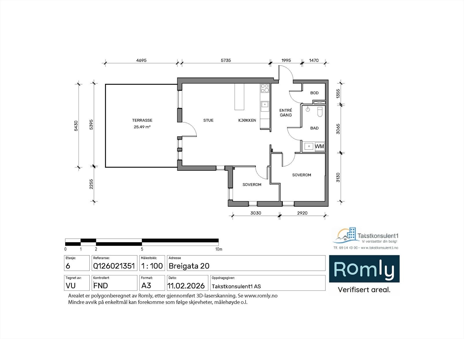 Planløsning. I tillegg disponerer leiligheten en kjellerbod. Galleribilde