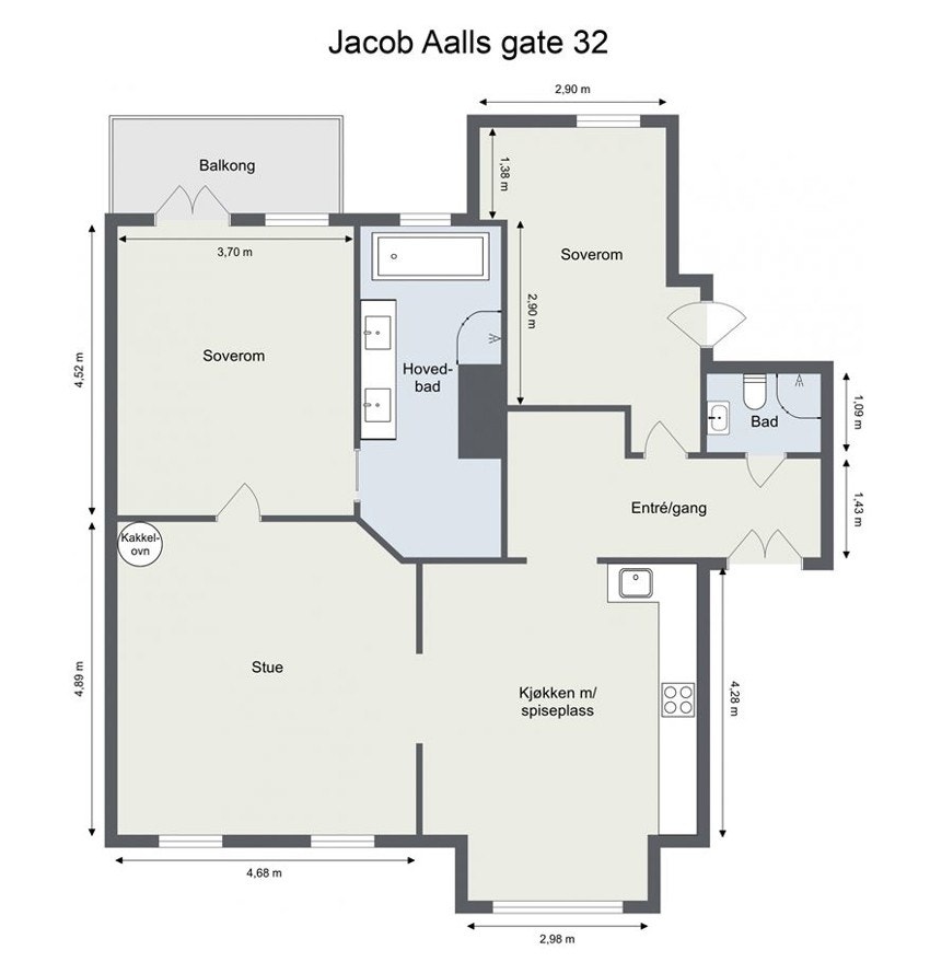 Plantegning med mål. Galleribilde