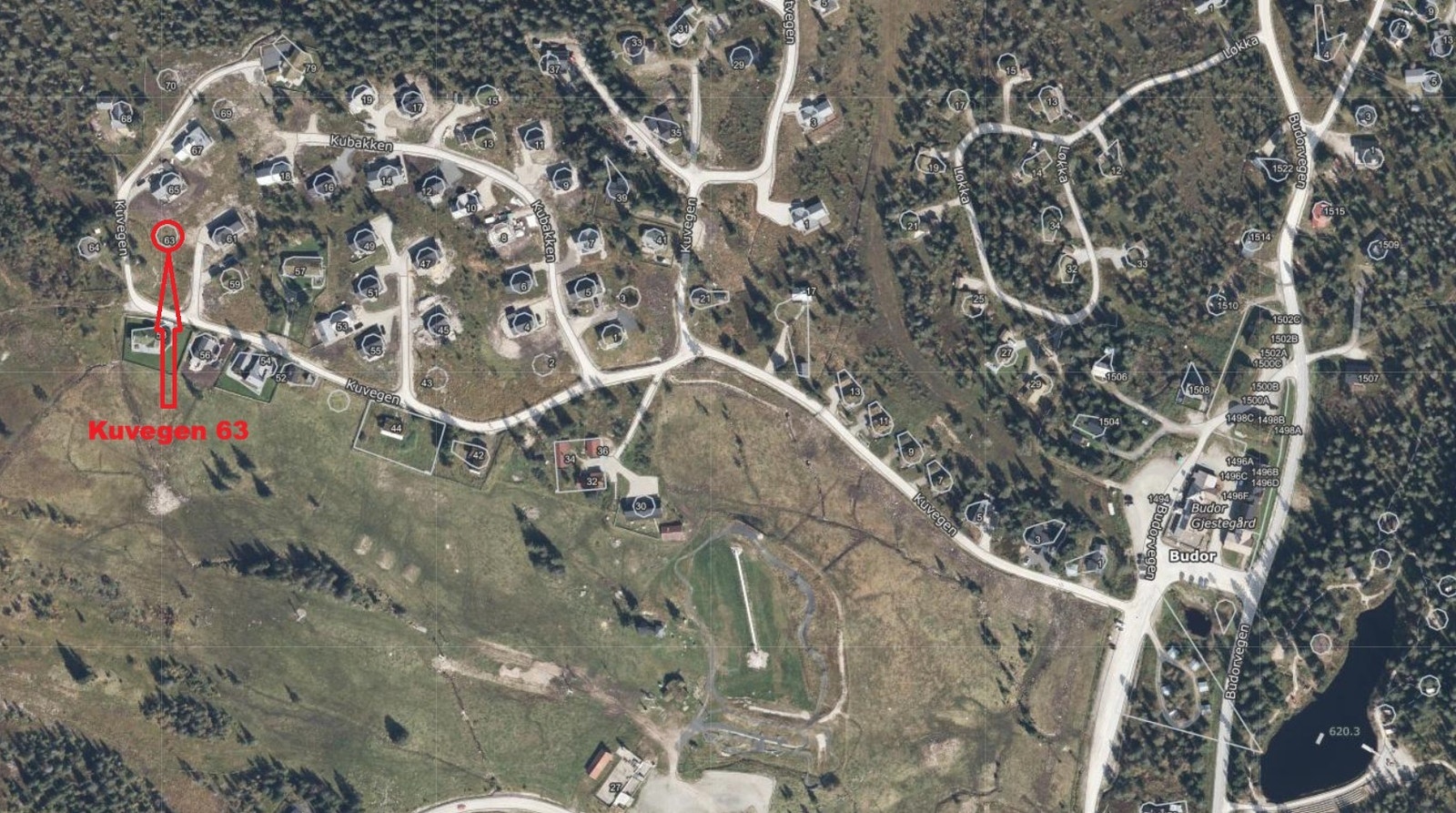 Kuvegen 63 tomteplassering Galleribilde