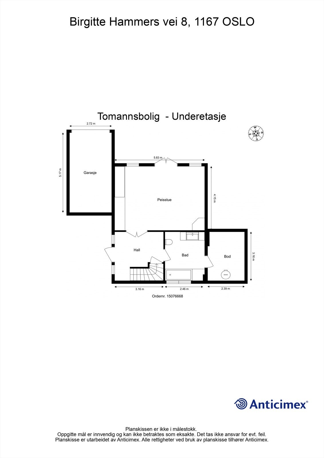 Plantegning underetasje. Galleribilde