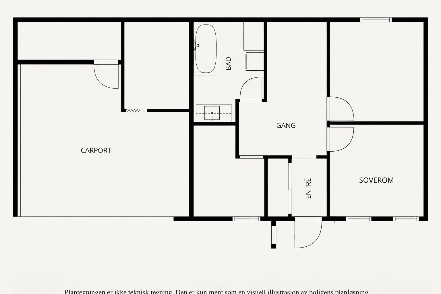Etasjen utgjør ca. 50 m² BRA-i og inneholder entré, gang, bad samt flere rom som i dag benyttes som soverom og oppbevaring. Etasjen har en funksjonell planløsning med god plass til lagring og fleksibel bruk. Galleribilde