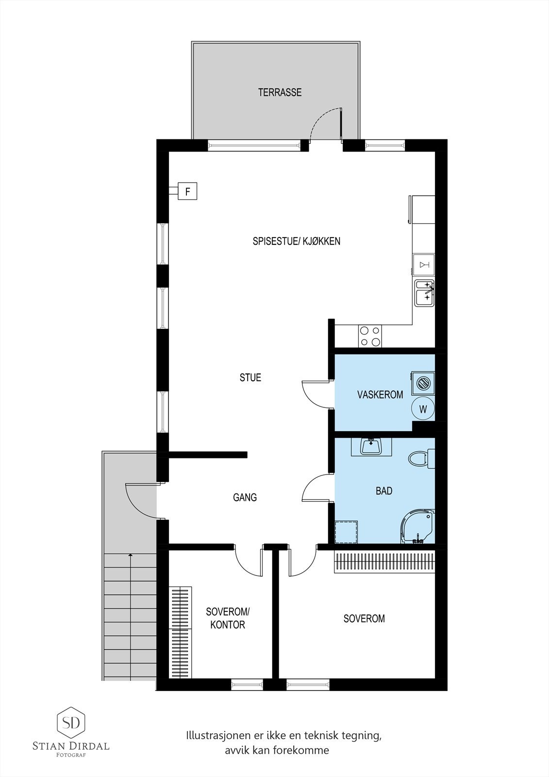 Fototegning Bautaveien 3 Galleribilde