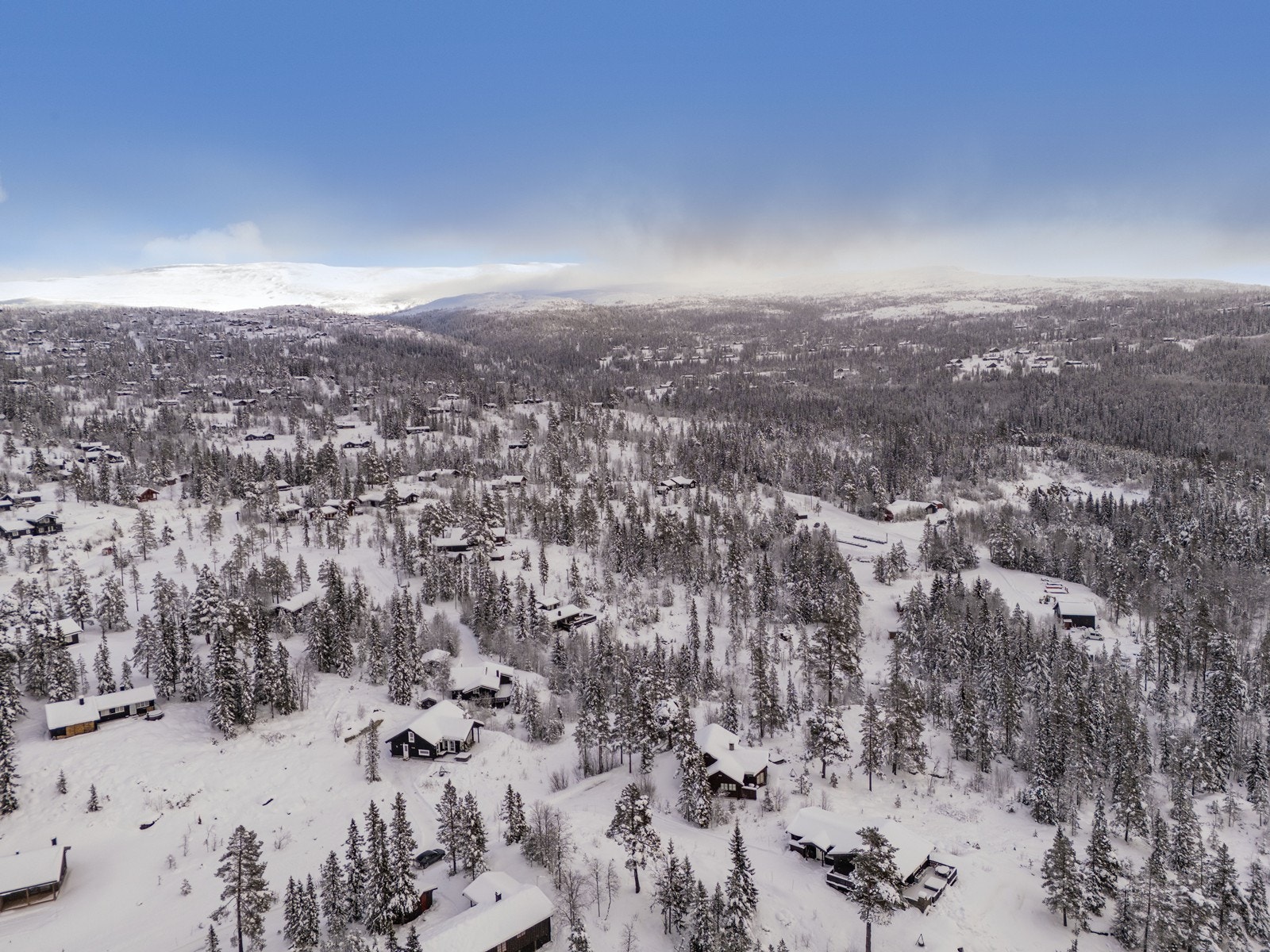Parkering i gårdsplass. Helårs bilvei frem til hytta. Galleribilde