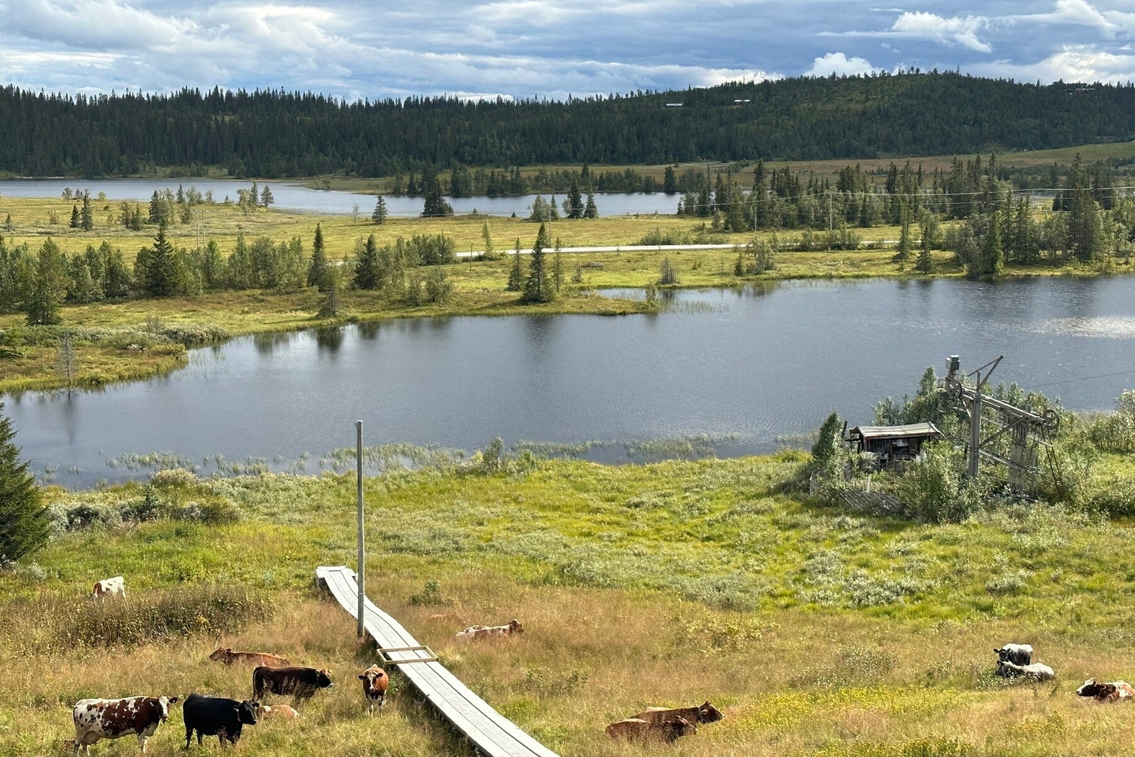 Utsikt fra Fjellstugo restaurant. Gamlestøltjedn med bademuligheter. Galleribilde