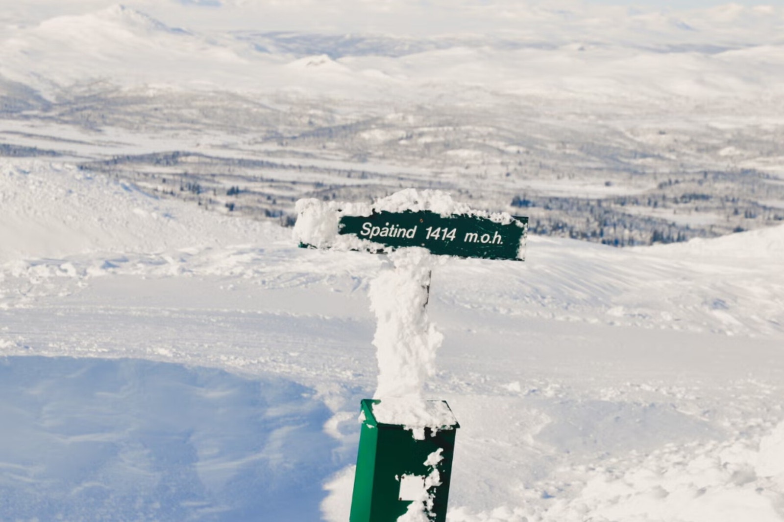 Det går langrennspor helt til toppen av Spåtind så lenge føre tillater det Galleribilde