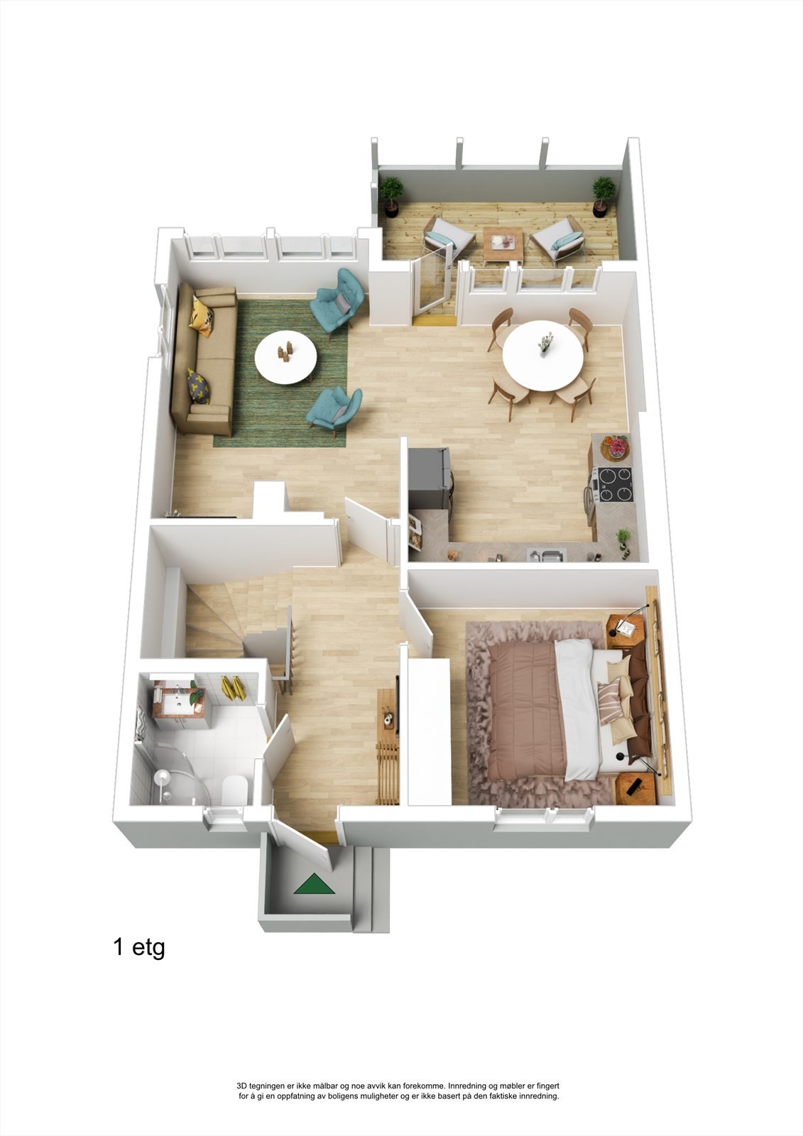 Plantegning 3D - hovedetasje Galleribilde