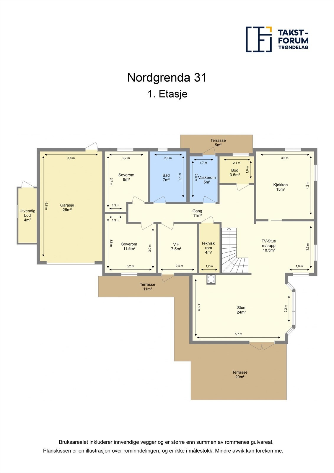 Planskisse 1. etasje. Galleribilde