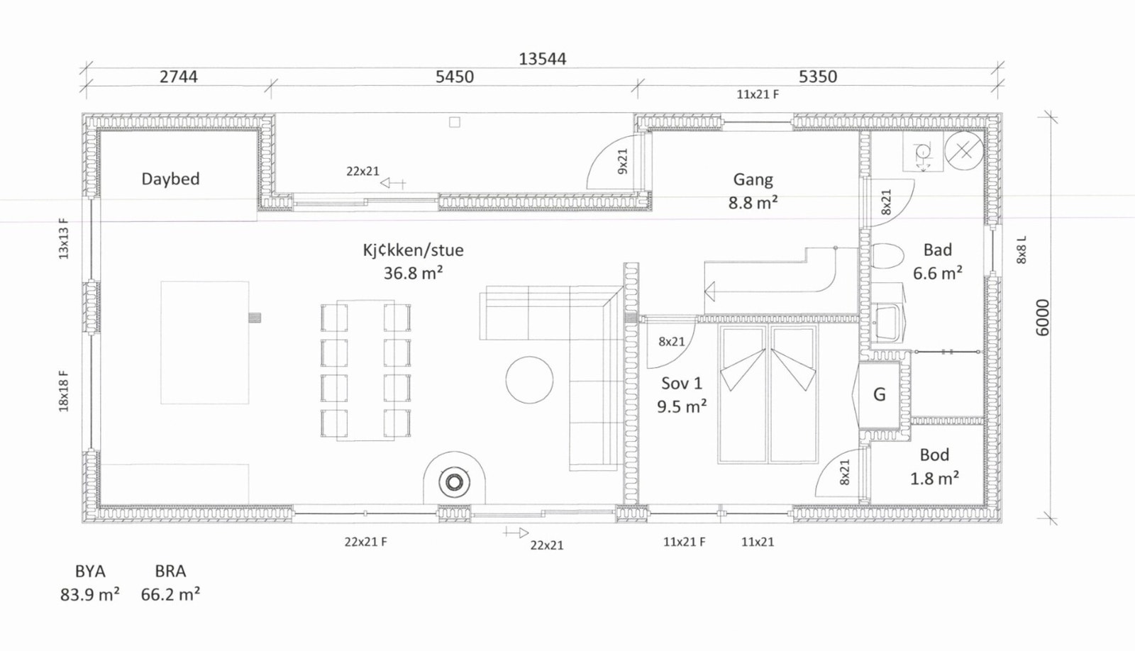 Plantegning 1. Etasje. Galleribilde