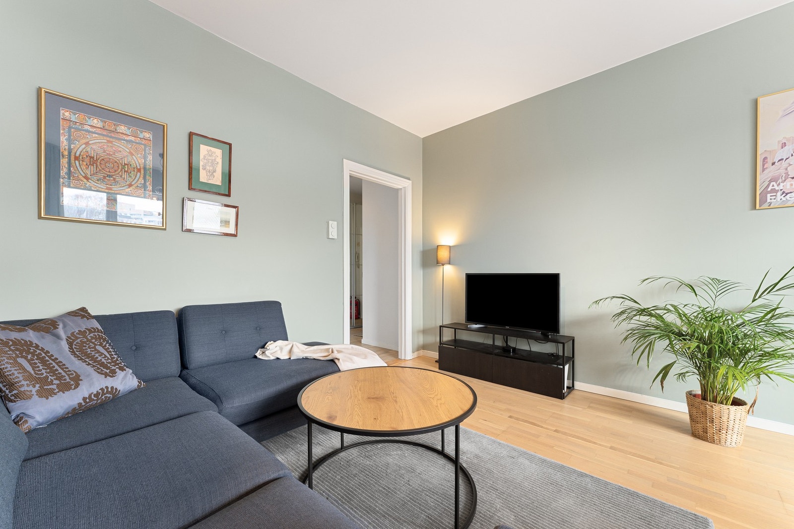 God plass til sofa, tv og spisebord. Galleribilde