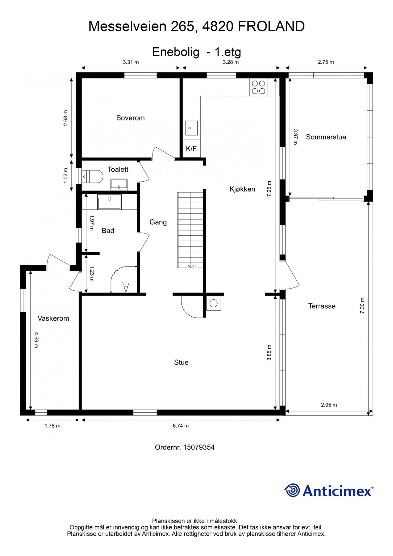 Plantegning hovedetasje. Galleribilde