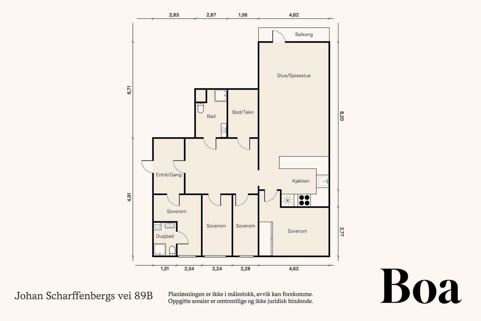 Det medfølger ien kjellerbod på 5 m², samt garasjeplass i bygget. Felles takterrasse. Galleribilde