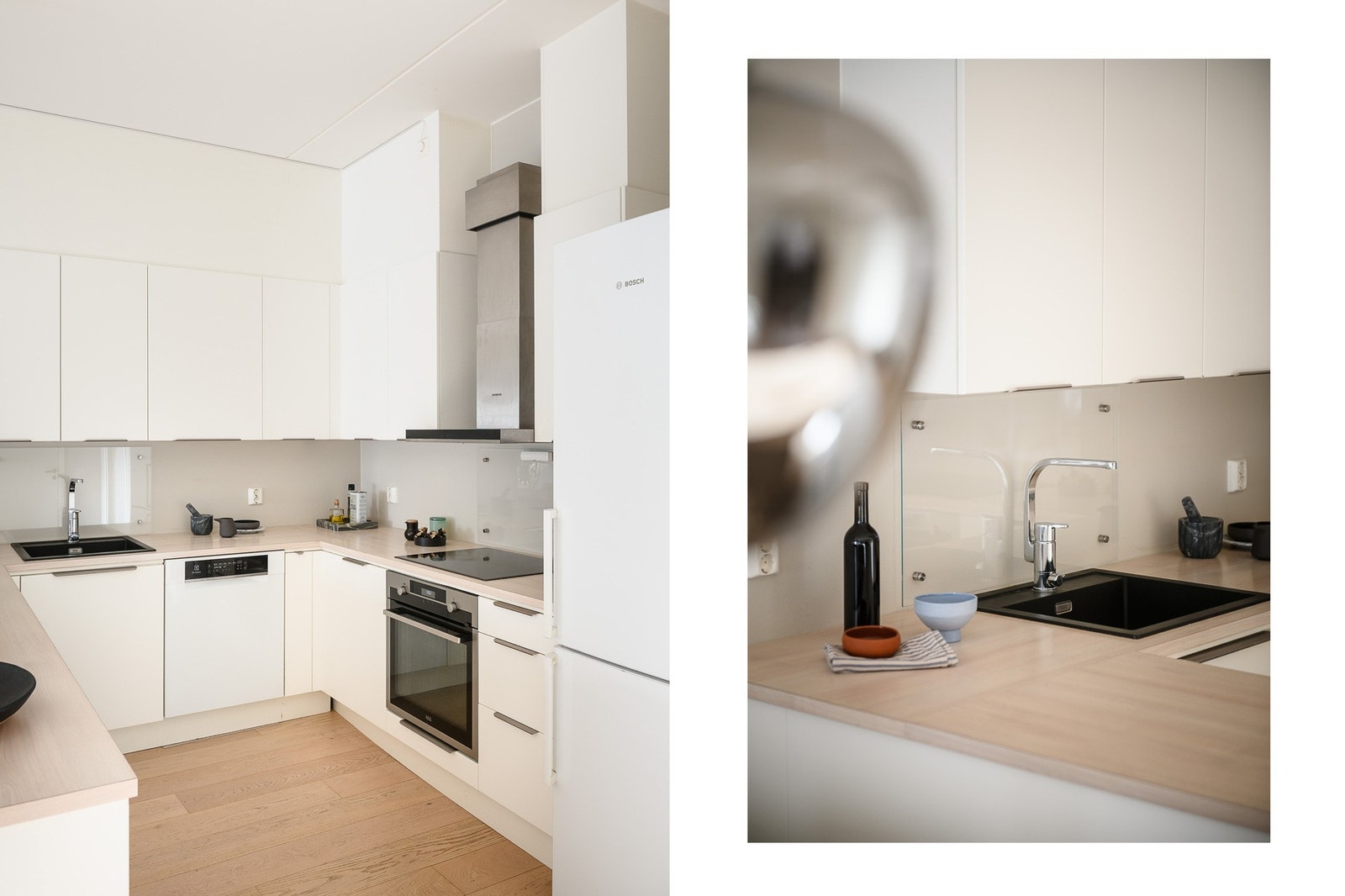 De folierte frontene, gode arbeidsflatene og waterguard/komfyrvakt gir en trygg og moderne kjøkkenopplevelse. Galleribilde