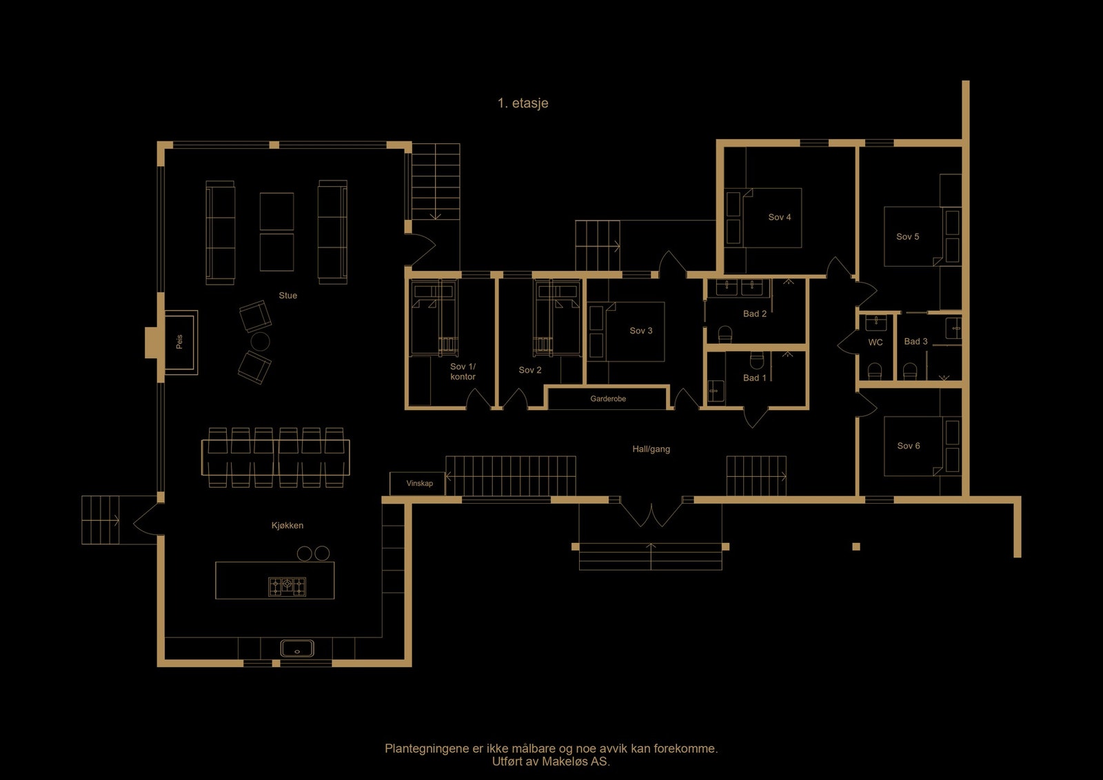 Plantegning 1. etasje (illustrasjon, avvik kan forekomme) Galleribilde