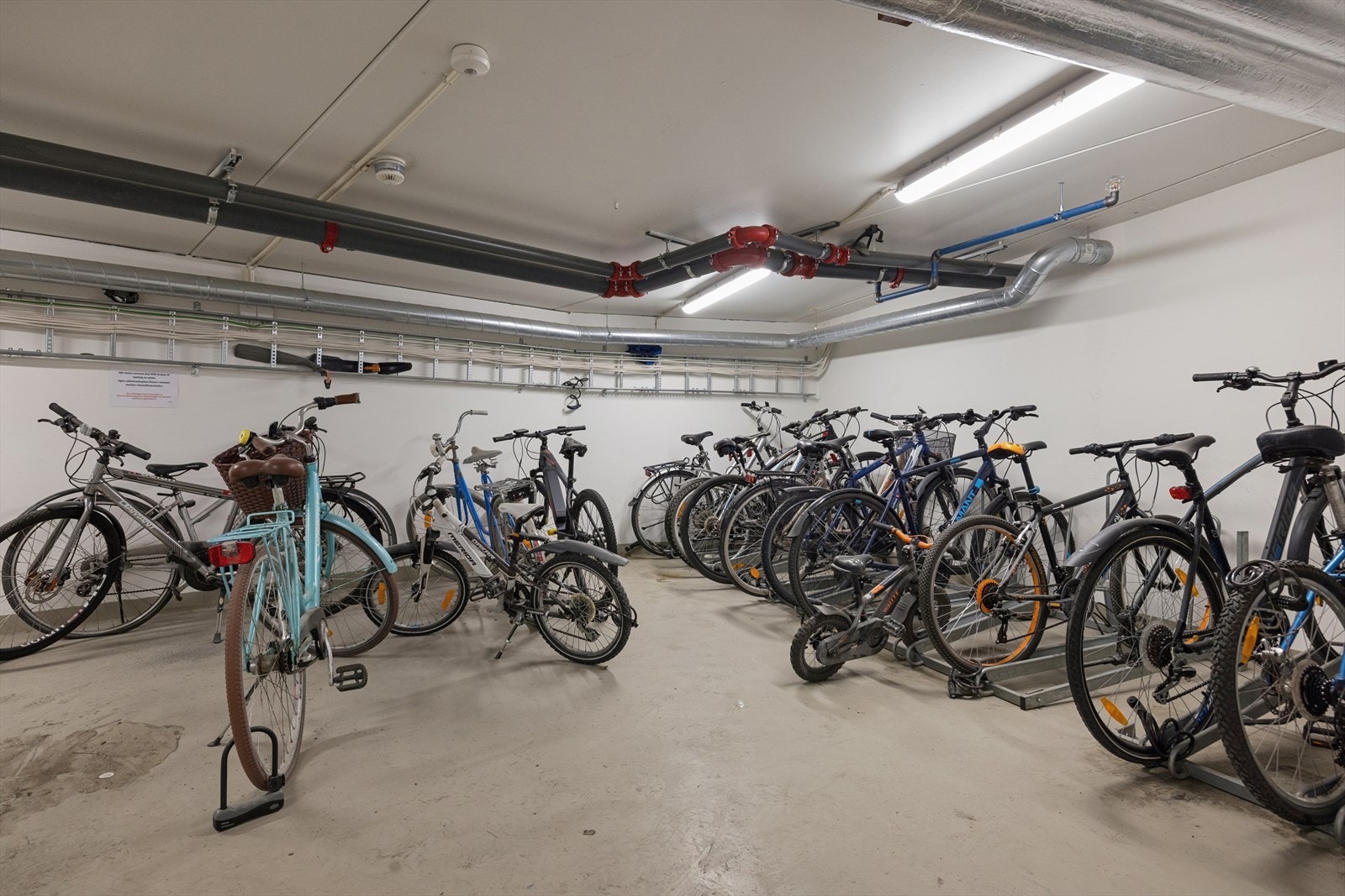 Felles sykkelbod i kjeller. Galleribilde