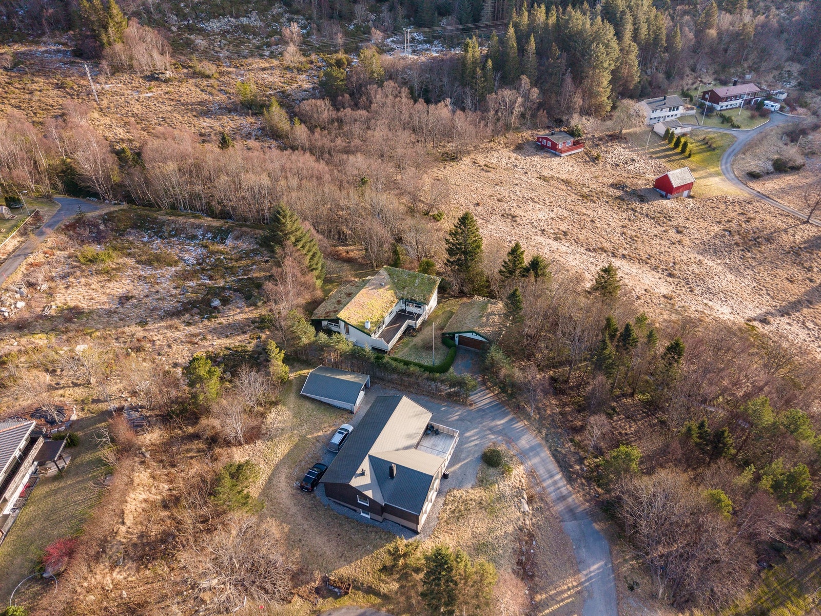 Her kan du se eiendommen fra fugleperspektiv. Galleribilde