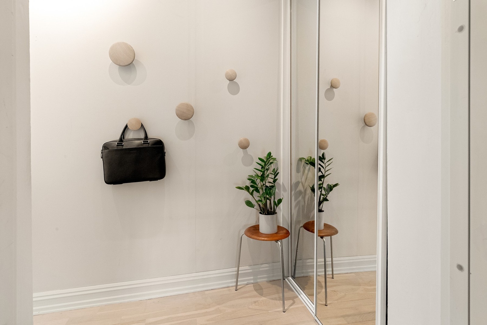 Hyggelig entré/gang med god plass til oppheng av yttertøy og plassering av sko. Galleribilde