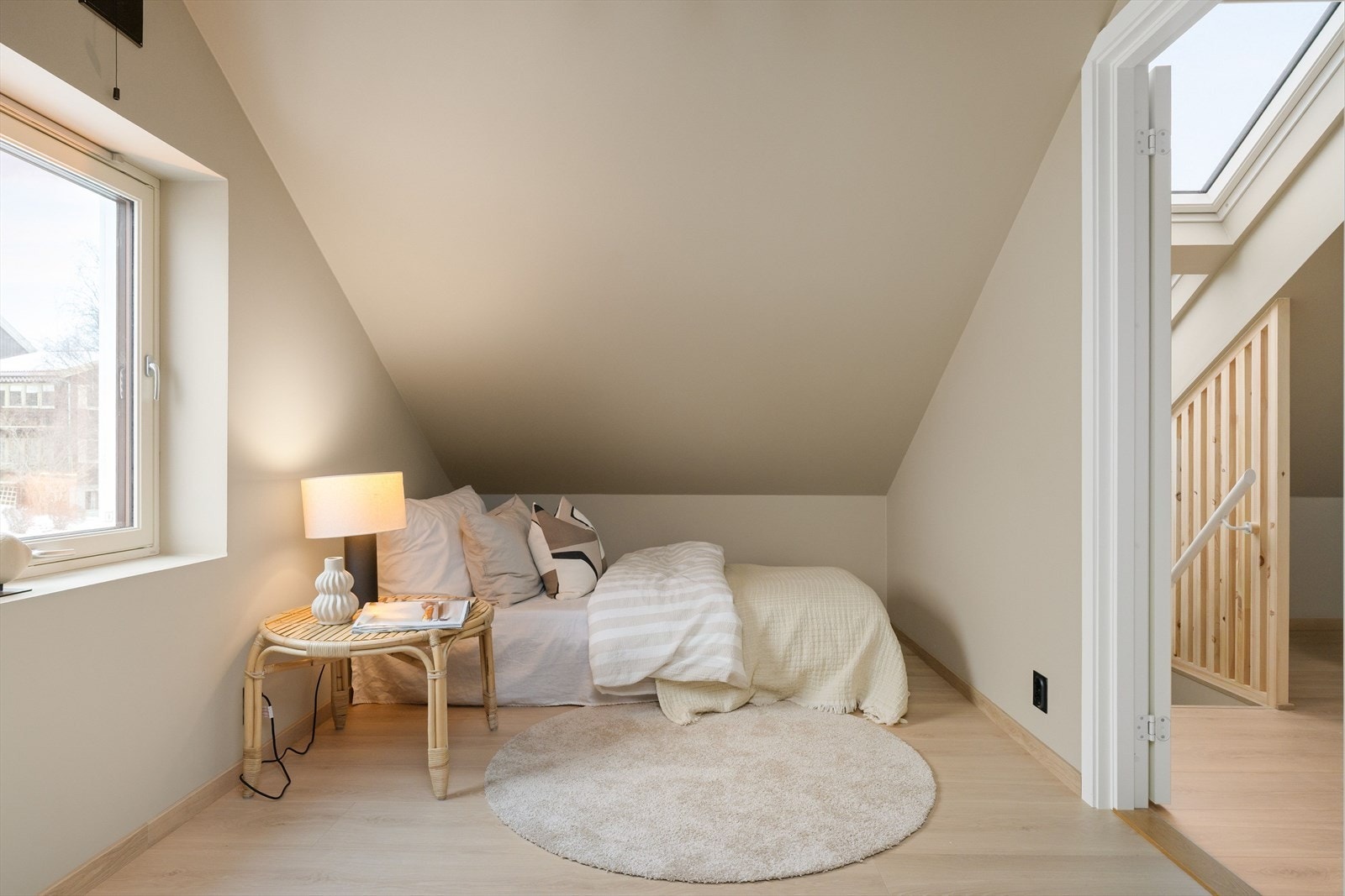 Loftetasjen kan by på to soverom som er målt til 7,5 og 6,5 kvm. Galleribilde