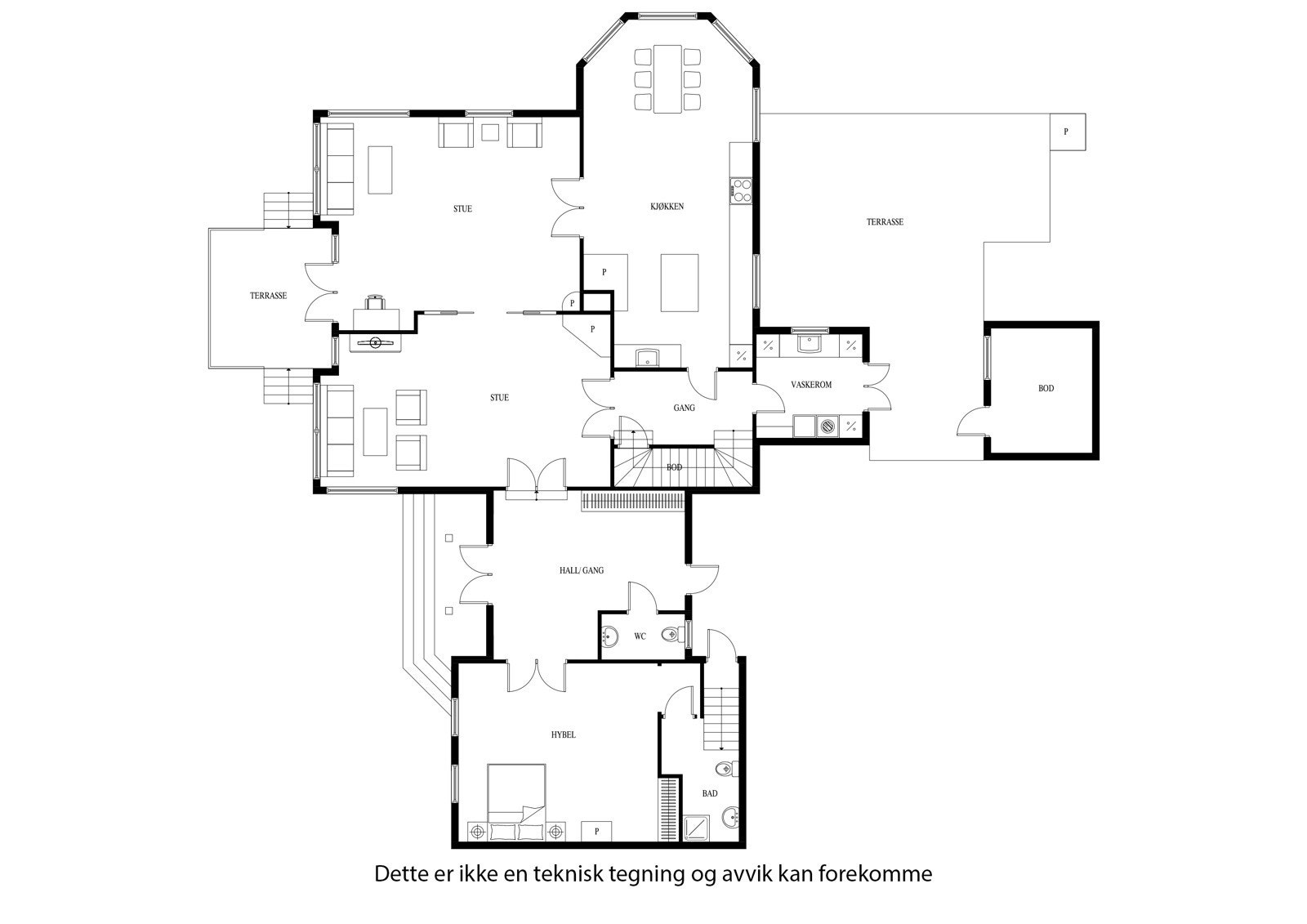 Plantegning 1. etasje Galleribilde