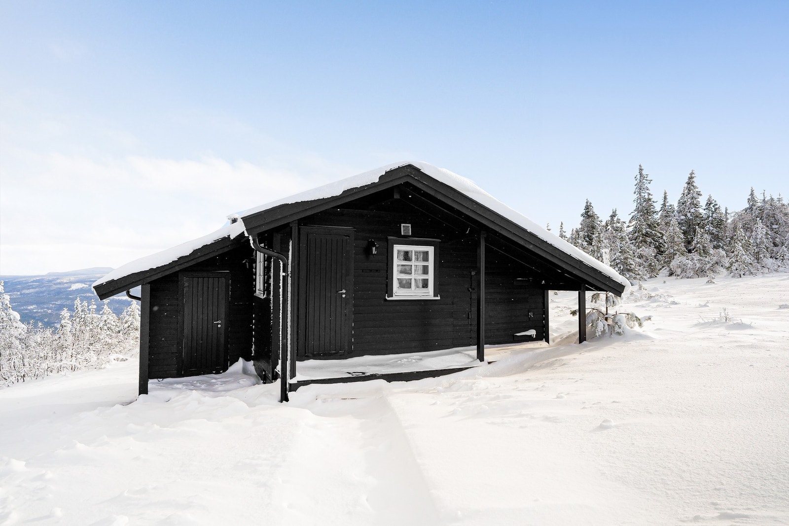 Bod (anneks) innredet med sengeplasser, utedo og vedbod Galleribilde