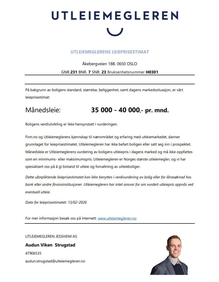 Estimat leieinntekter. Galleribilde