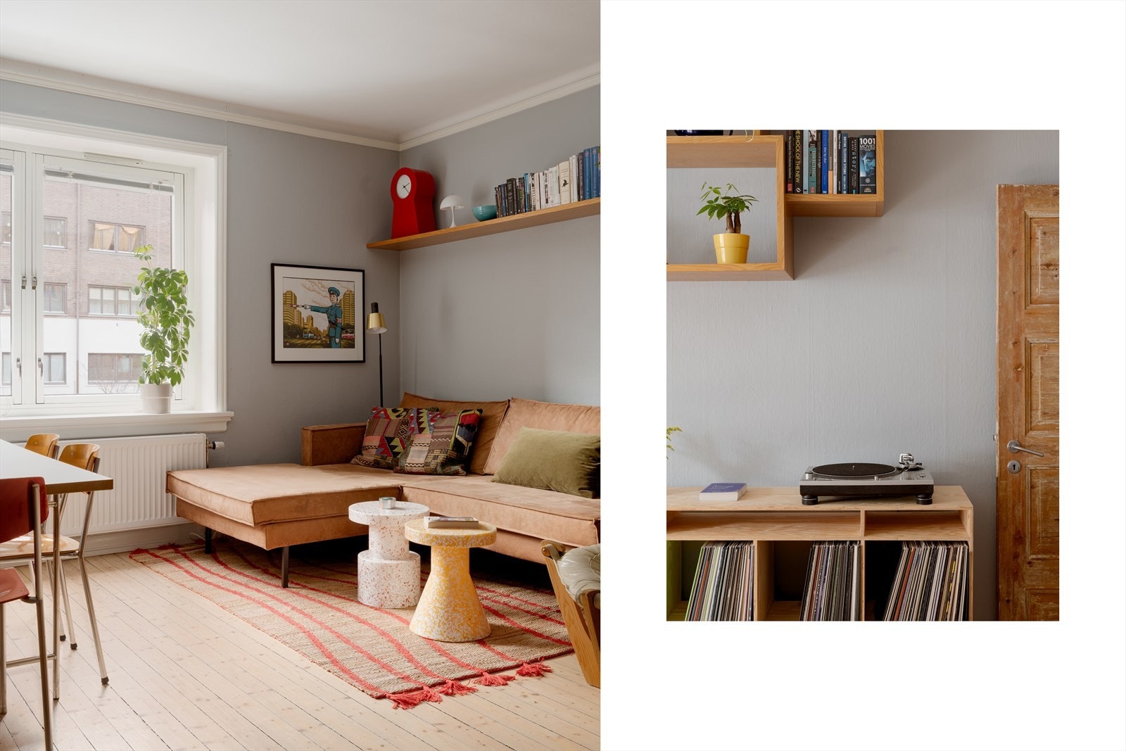 Leiligheten får rikelig med lys og stuen gir rom for ønsket møblering. Galleribilde