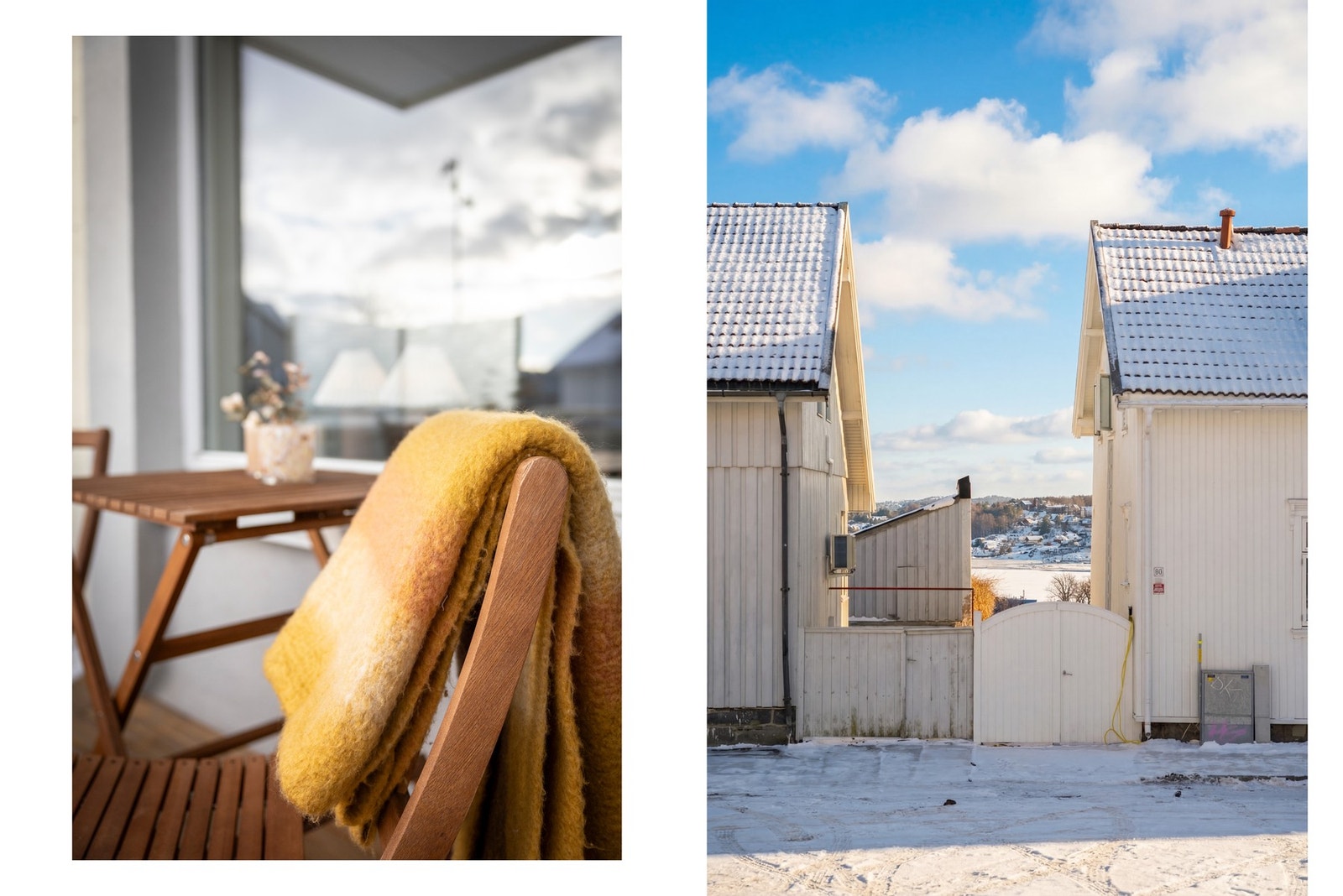 Balkong med fine solforhold og hyttelig sjøgløtt. Galleribilde