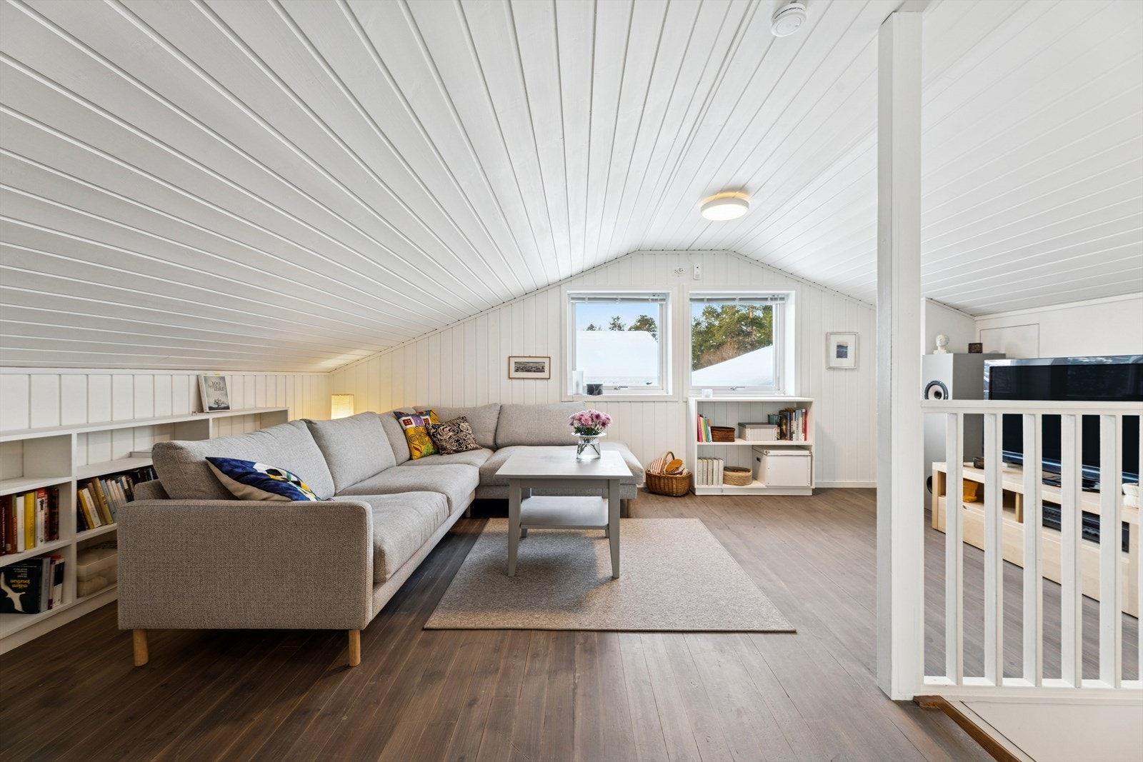 Stuen er et fleksibelt oppholdsrom i boligens øverste etasje. Galleribilde