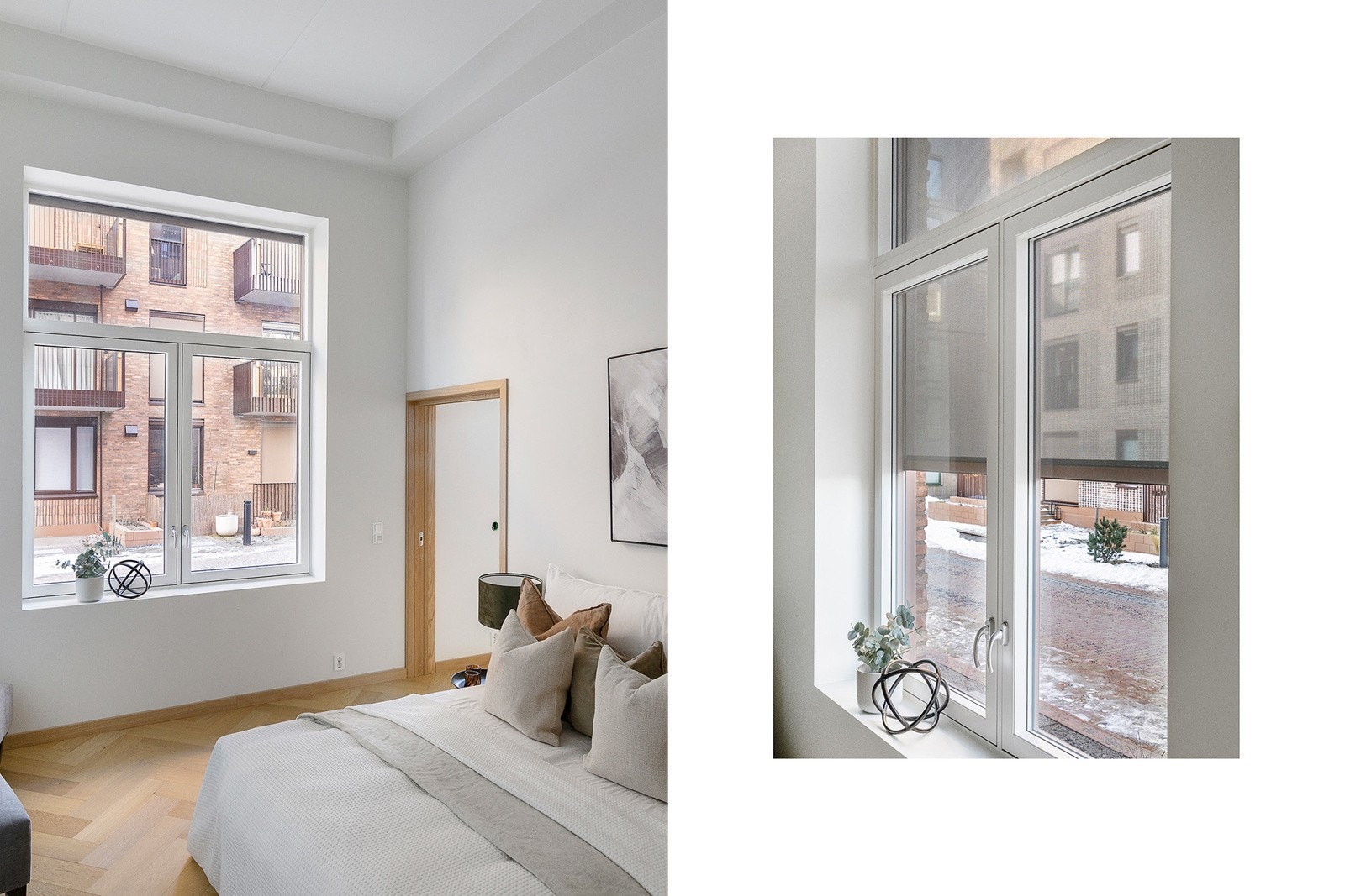 Rommet har elektriske utvendige screens som skjermer innsyn og begrenser lysinnslipp. Galleribilde