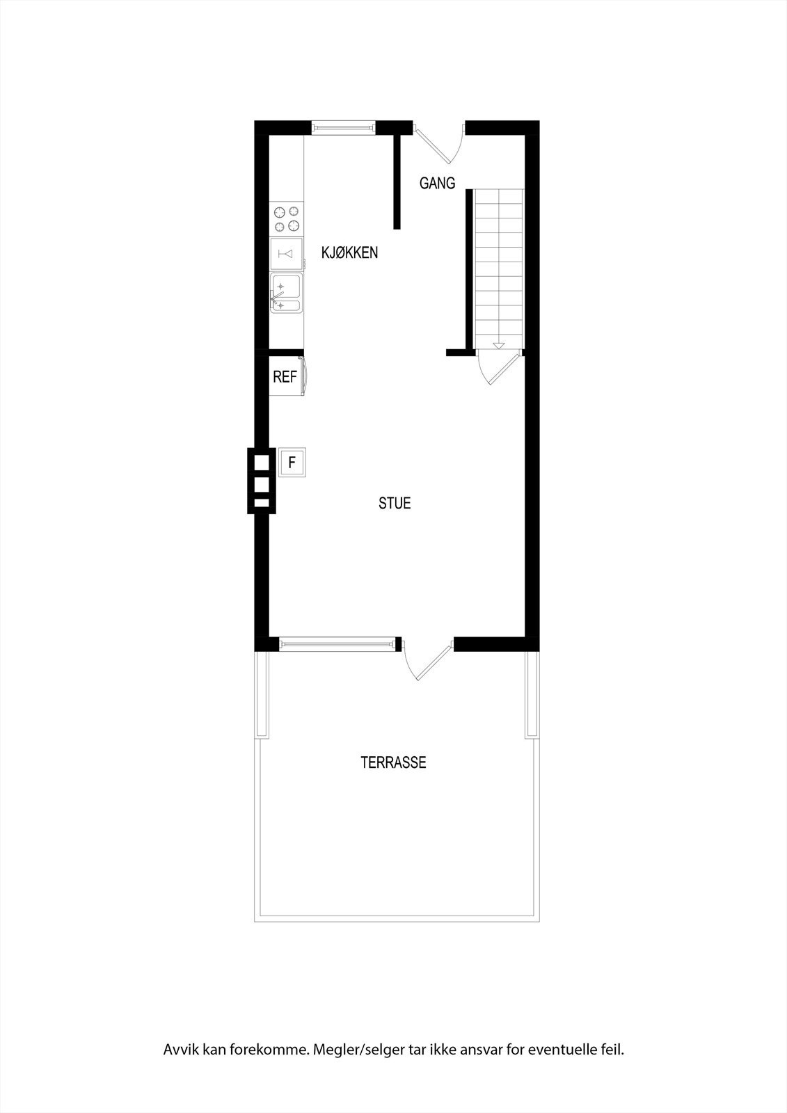 1 et.: Entré, kjøkken/stue m/utgang til en solrik terrasse Galleribilde
