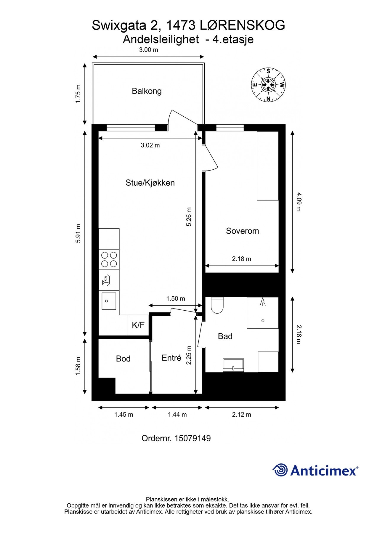 For en ekstra liten oversikt får du først se plantegningen over leiligheten. Galleribilde