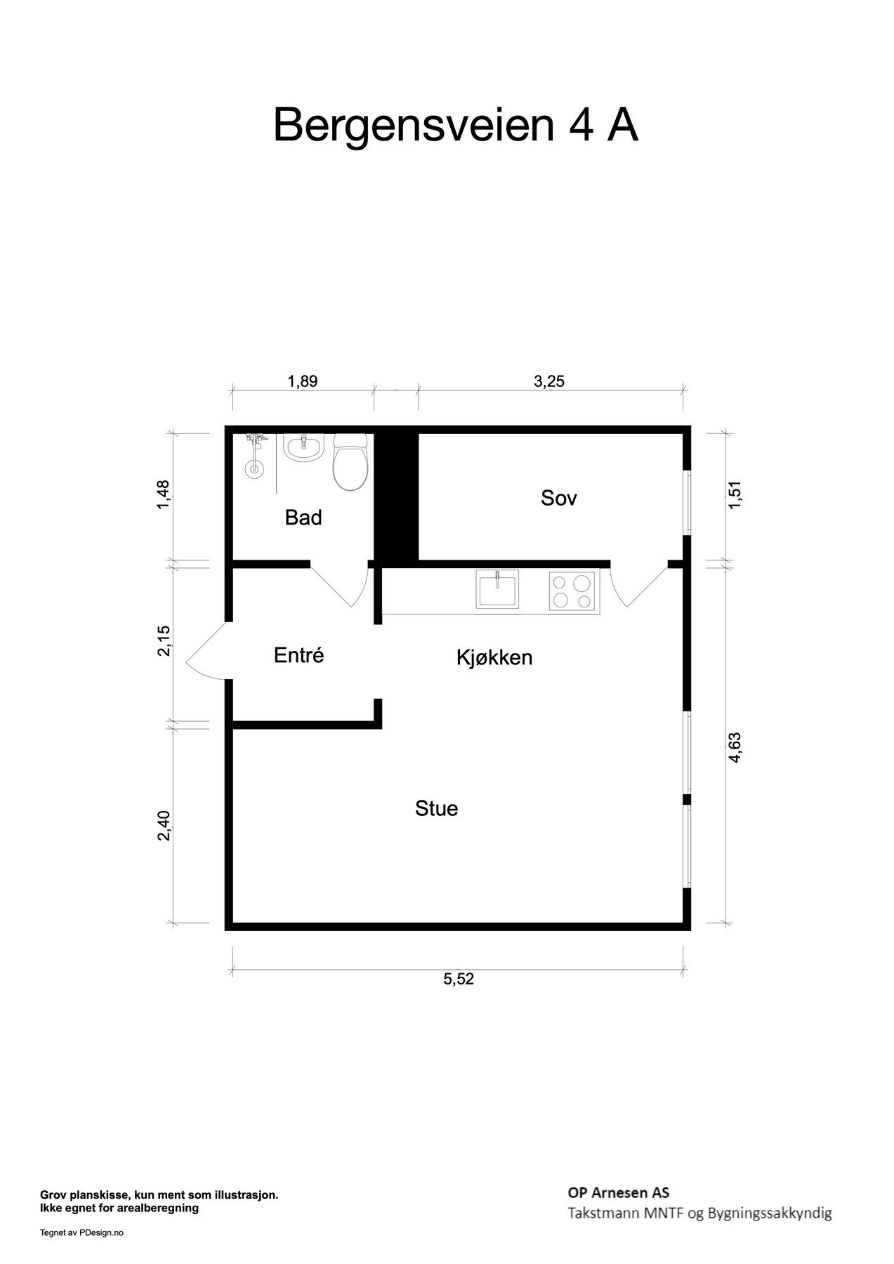 Plantegning. I tillegg disp. leiligheten en kjellerbod. Galleribilde