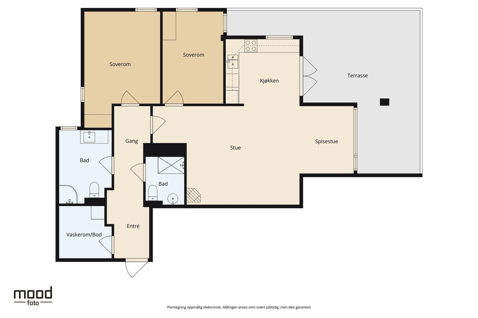 Leilighetens planløsning - I tillegg er det ekstern sportsbod og garasjeplass - Sportsboden ligger i samme etasje, rett utenfor leiligheten Galleribilde