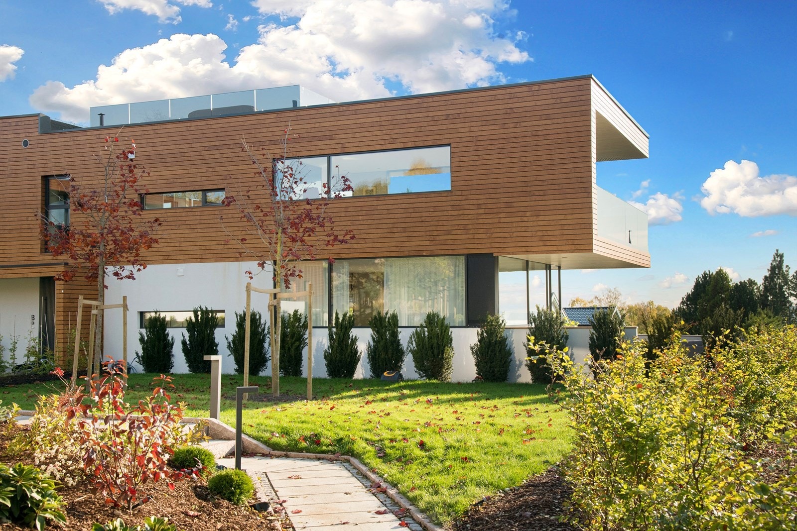 Accoya-behandlet furupanel som er vedlikeholdsfritt - 50 års råtegaranti. Galleribilde