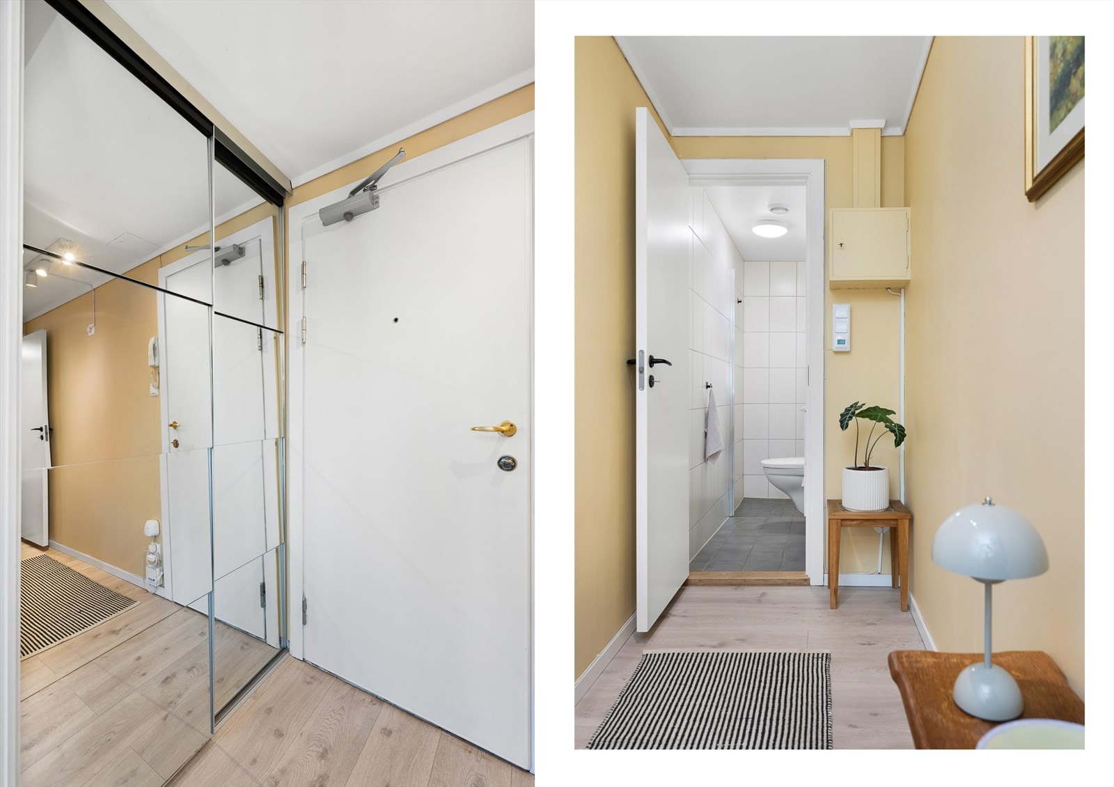 Her får du plass til oppbevaring av jakker og sko, og både portåpner og dørtelefon gir praktisk trygghet og enkelhet. Galleribilde