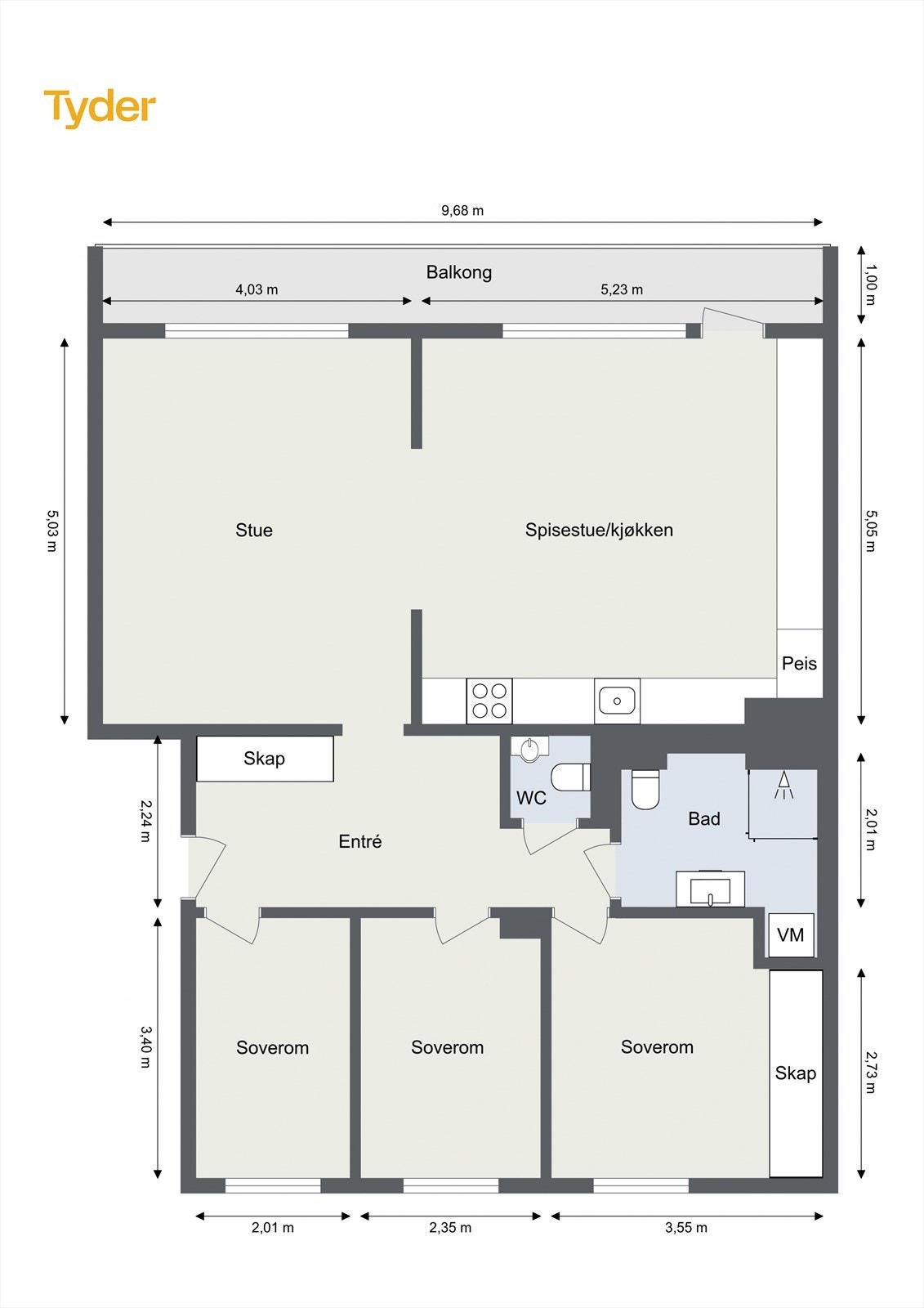 Gjennomgående og innholdsrik planløsning. Galleribilde