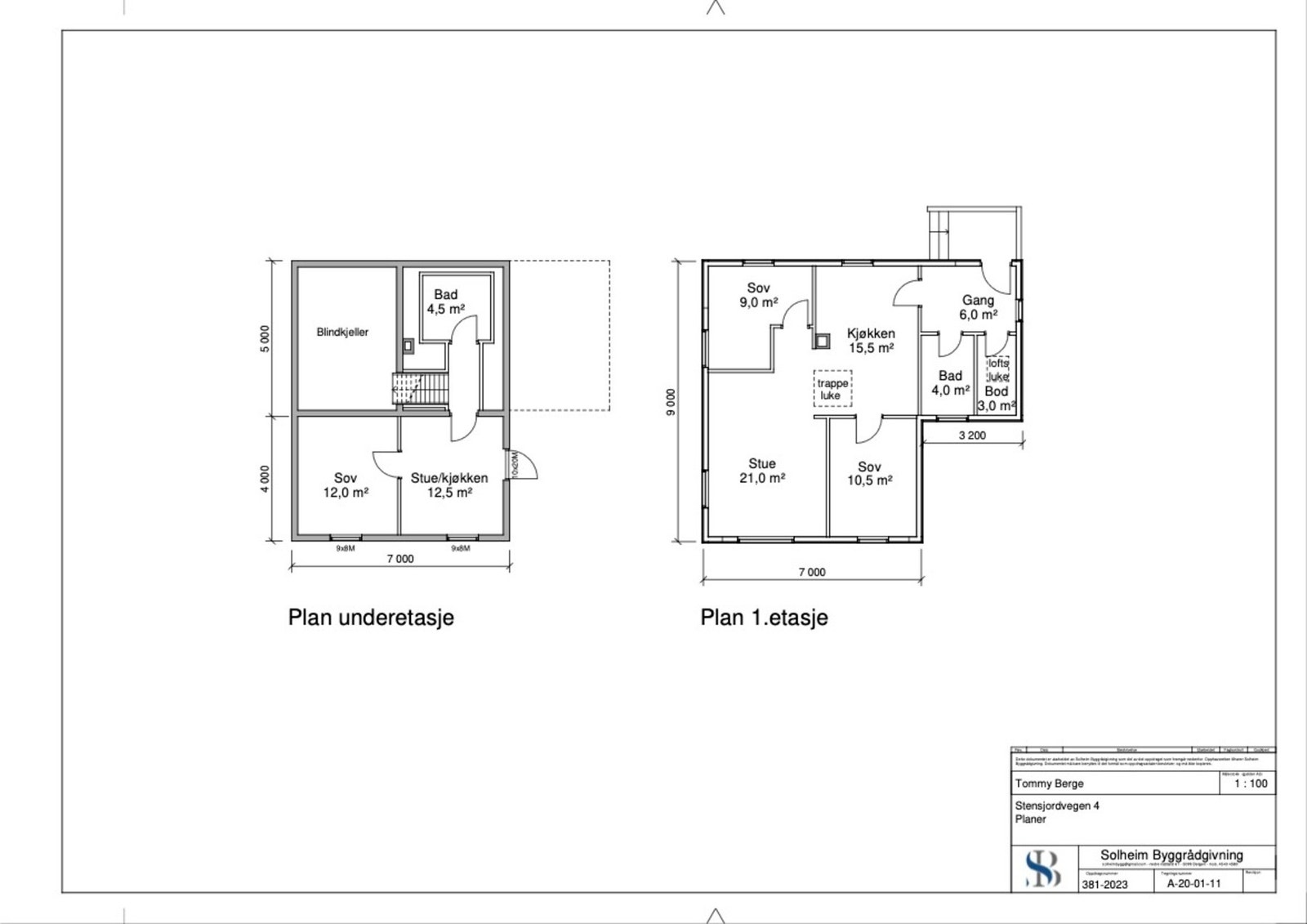 Komplette tegninger av begge etasjer fra offentlige opplysninger Galleribilde