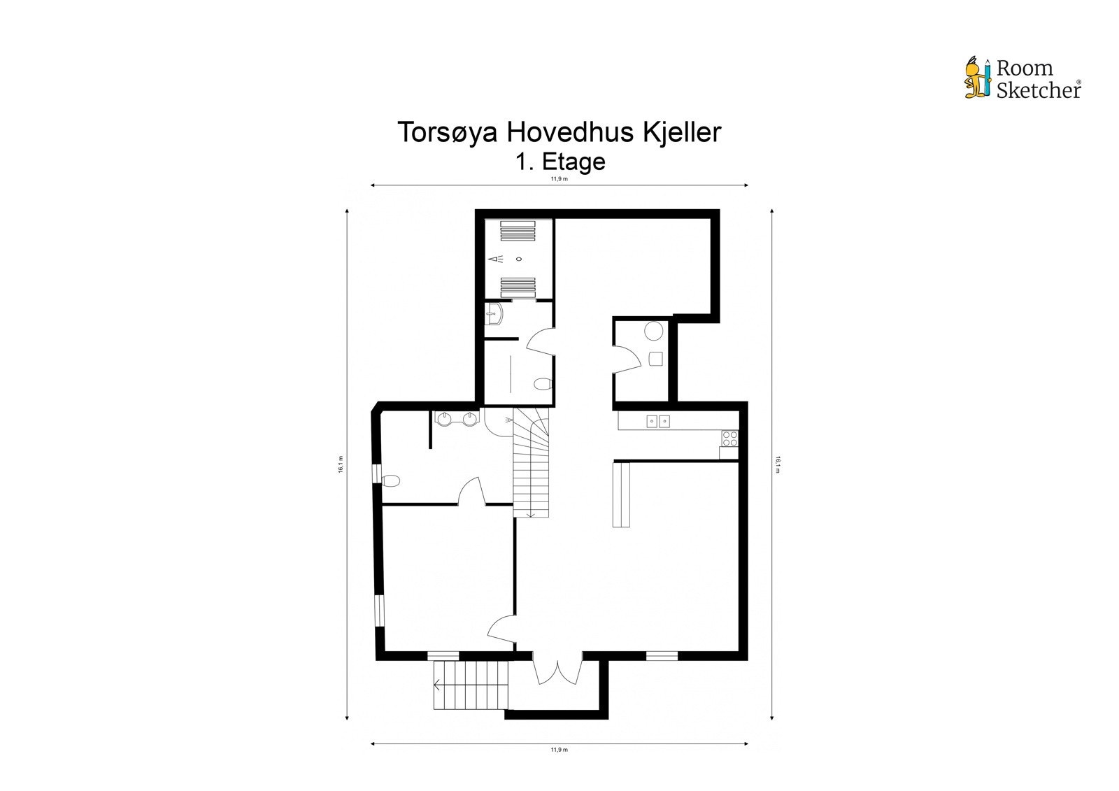 Plantegning kjeller. Galleribilde