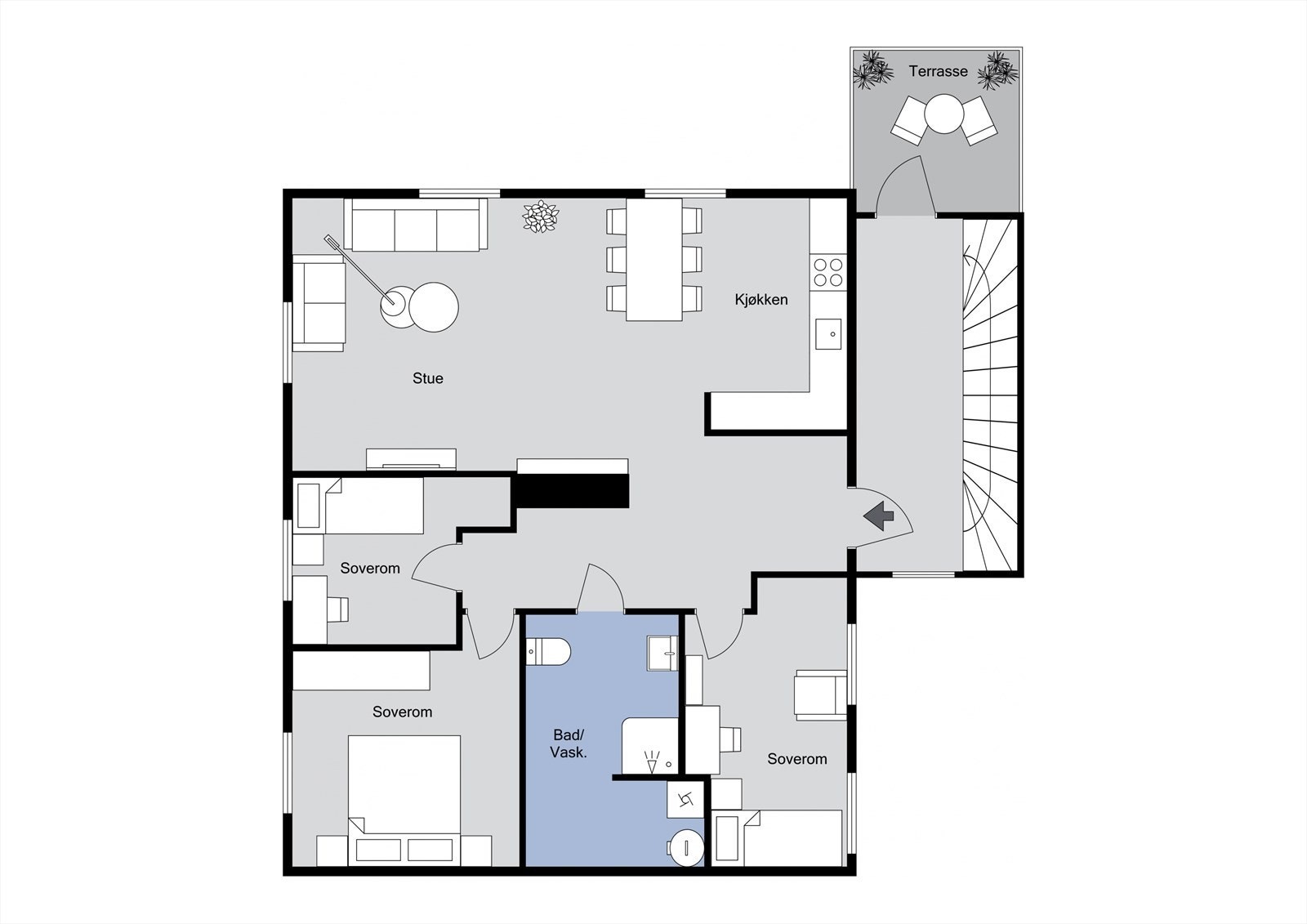 Leiligheten - Alternativ planløsning med 3 soverom Galleribilde