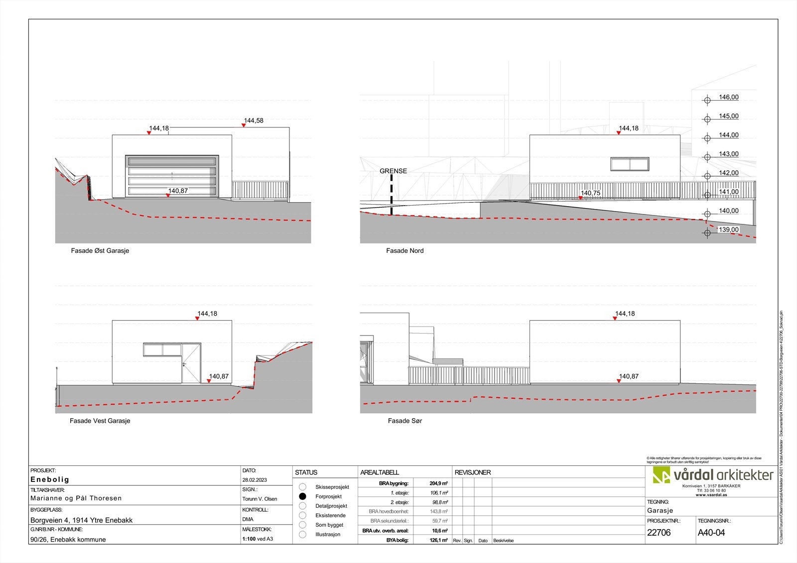 Fasadetegning garasje Galleribilde
