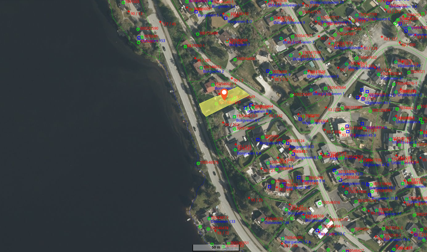 Utklipp fra Norgeskart (tomt skravert i gult) Galleribilde