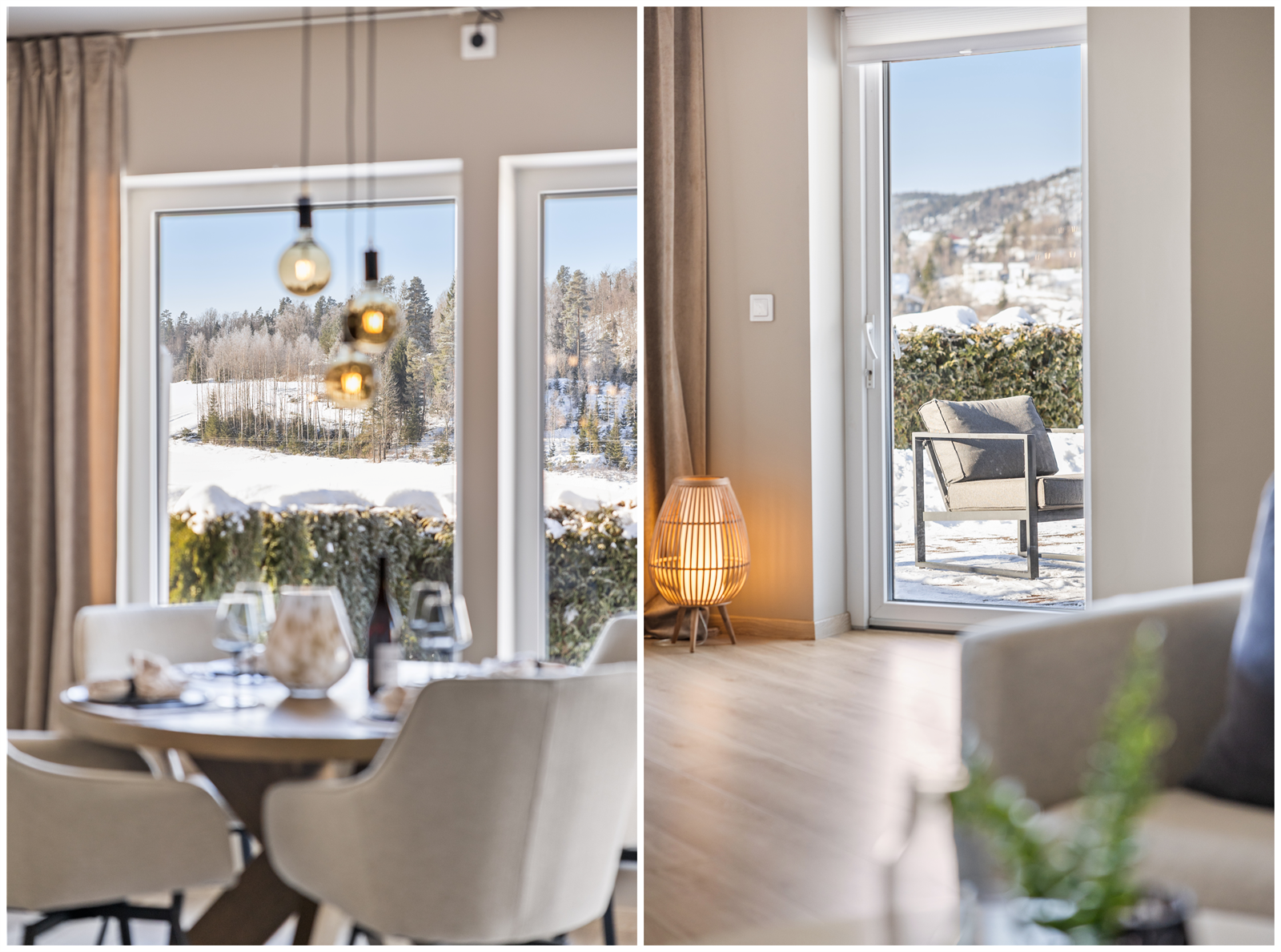 På varme sommerdager blir det naturlig å åpne terrassedøren, så blir hele stuen forlenget med den herlige plattingen. Galleribilde