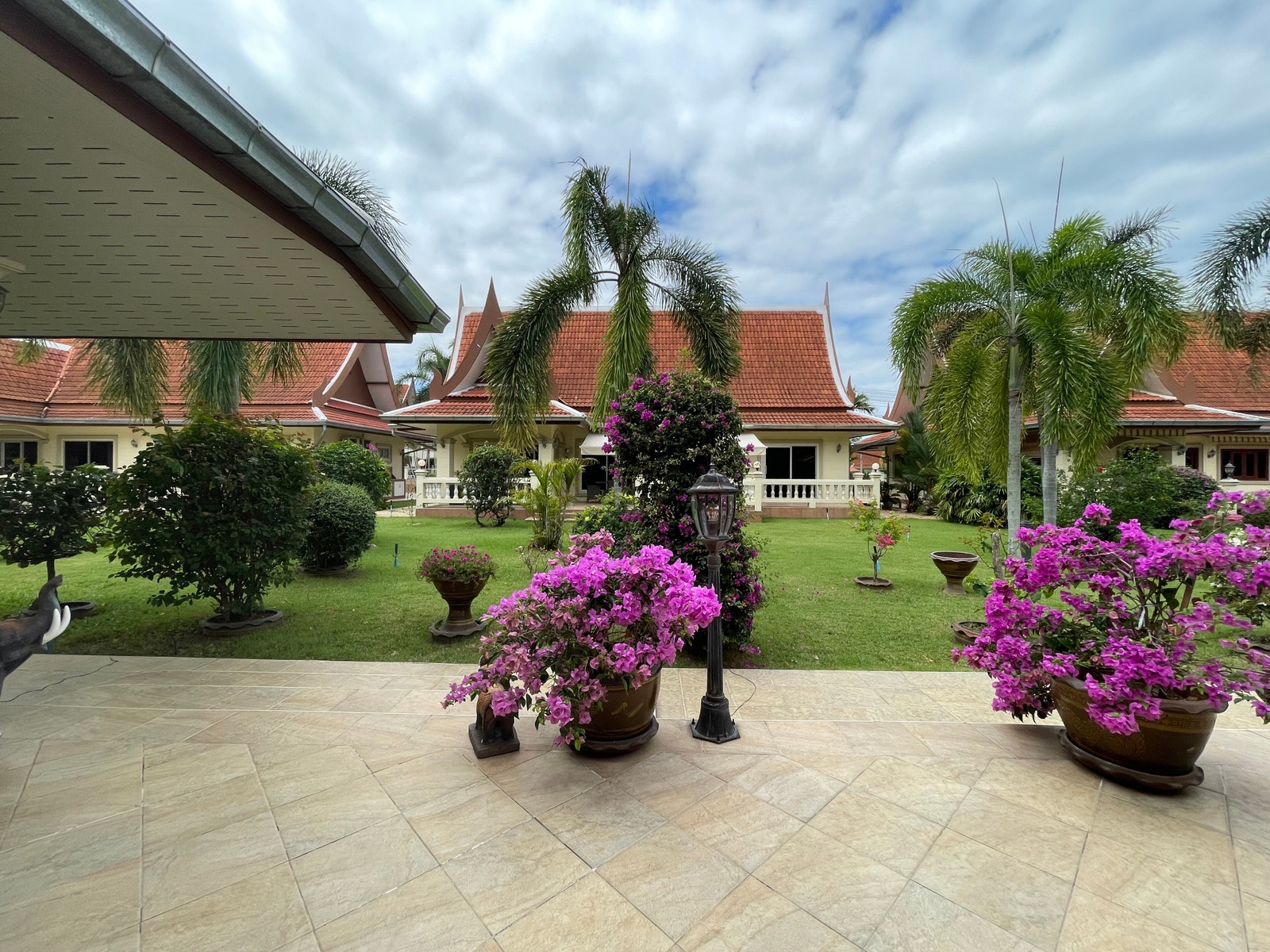 Krukker med blomster og busker Galleribilde