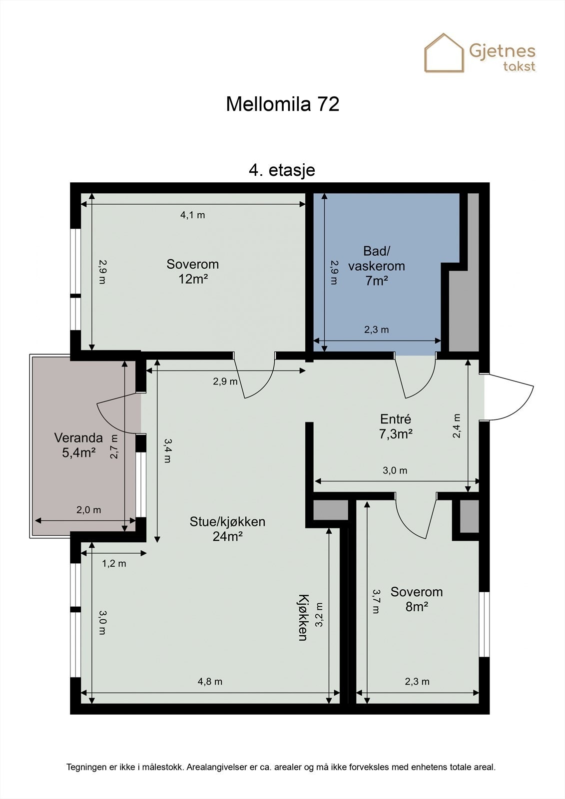 Ta en titt på planskissen og gjør deg kjent med romfordelingen! Galleribilde