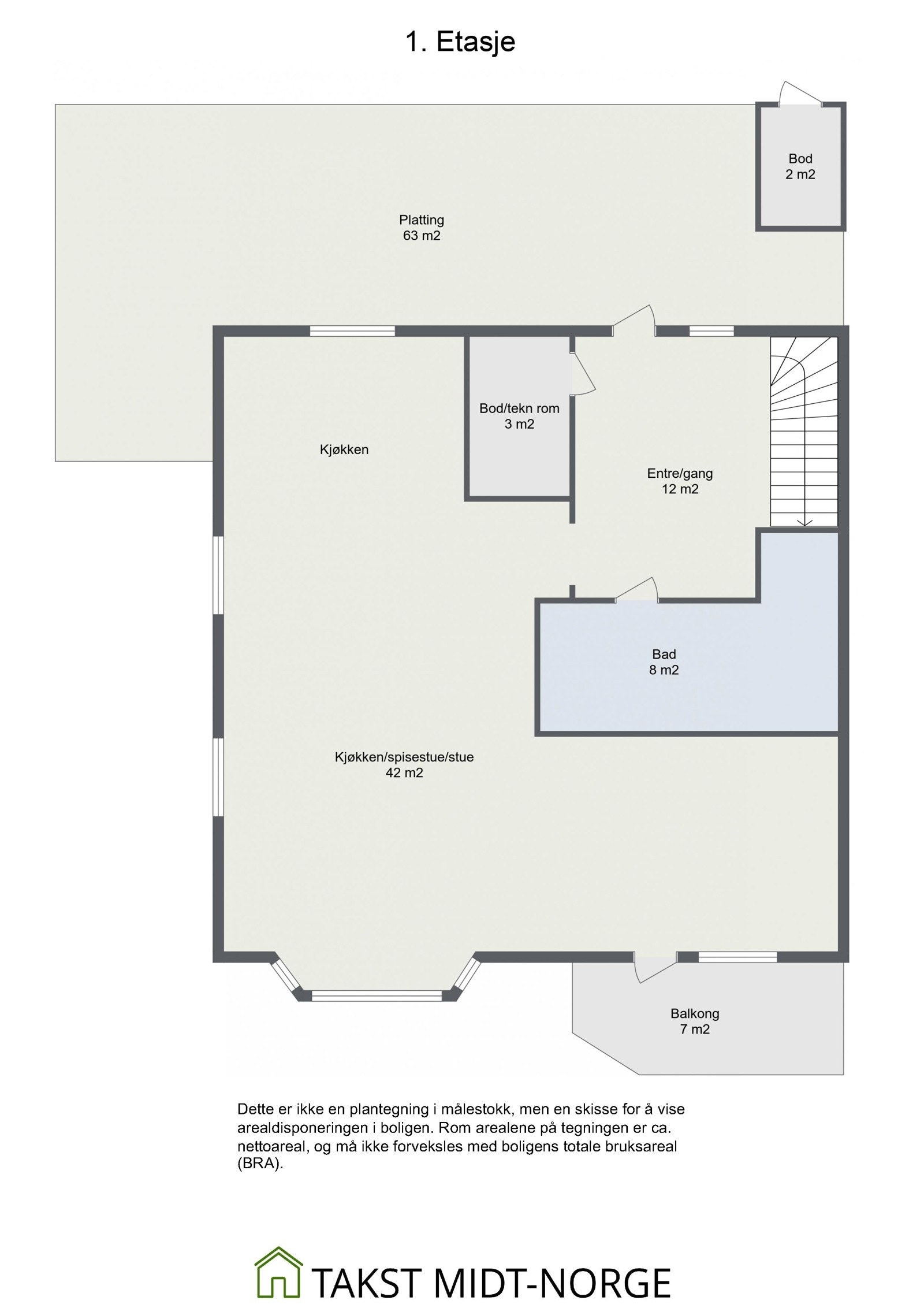 Plantegning 1. etasje Galleribilde