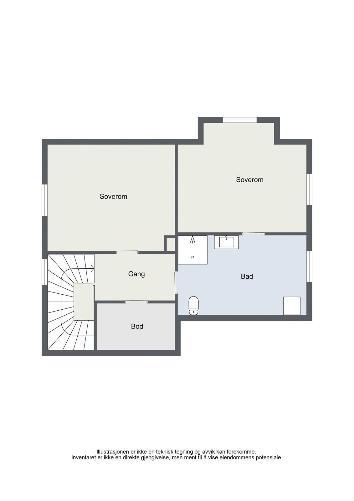 Plantegning Loftsetasje 2D. Galleribilde