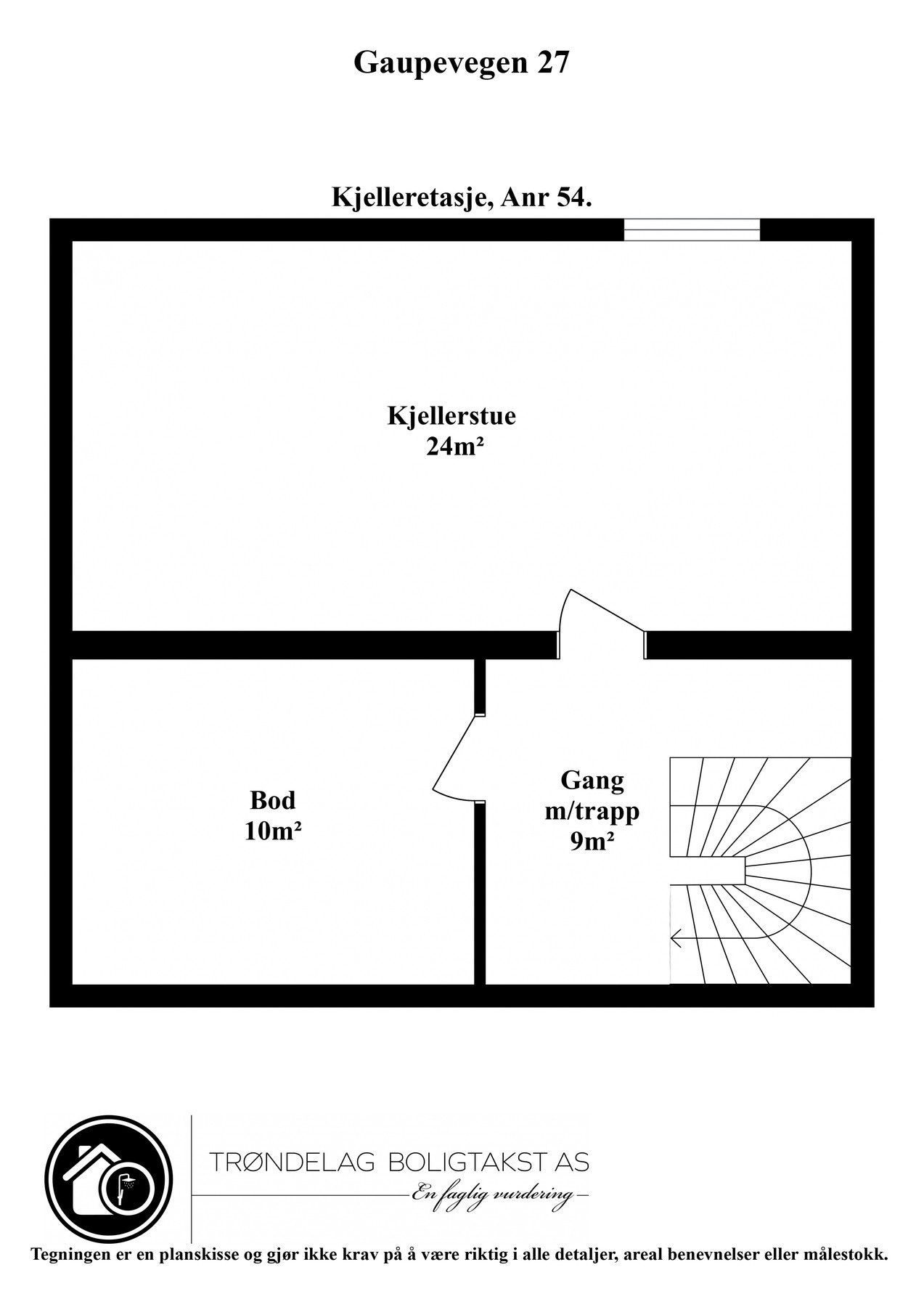 Planskisse kjelleretasje. Galleribilde